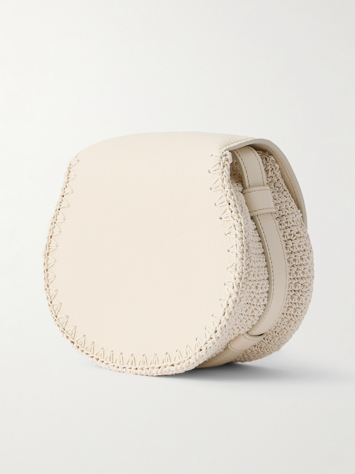 Chloé Marcie Textured-leather And Crocheted Cotton Shoulder Bag