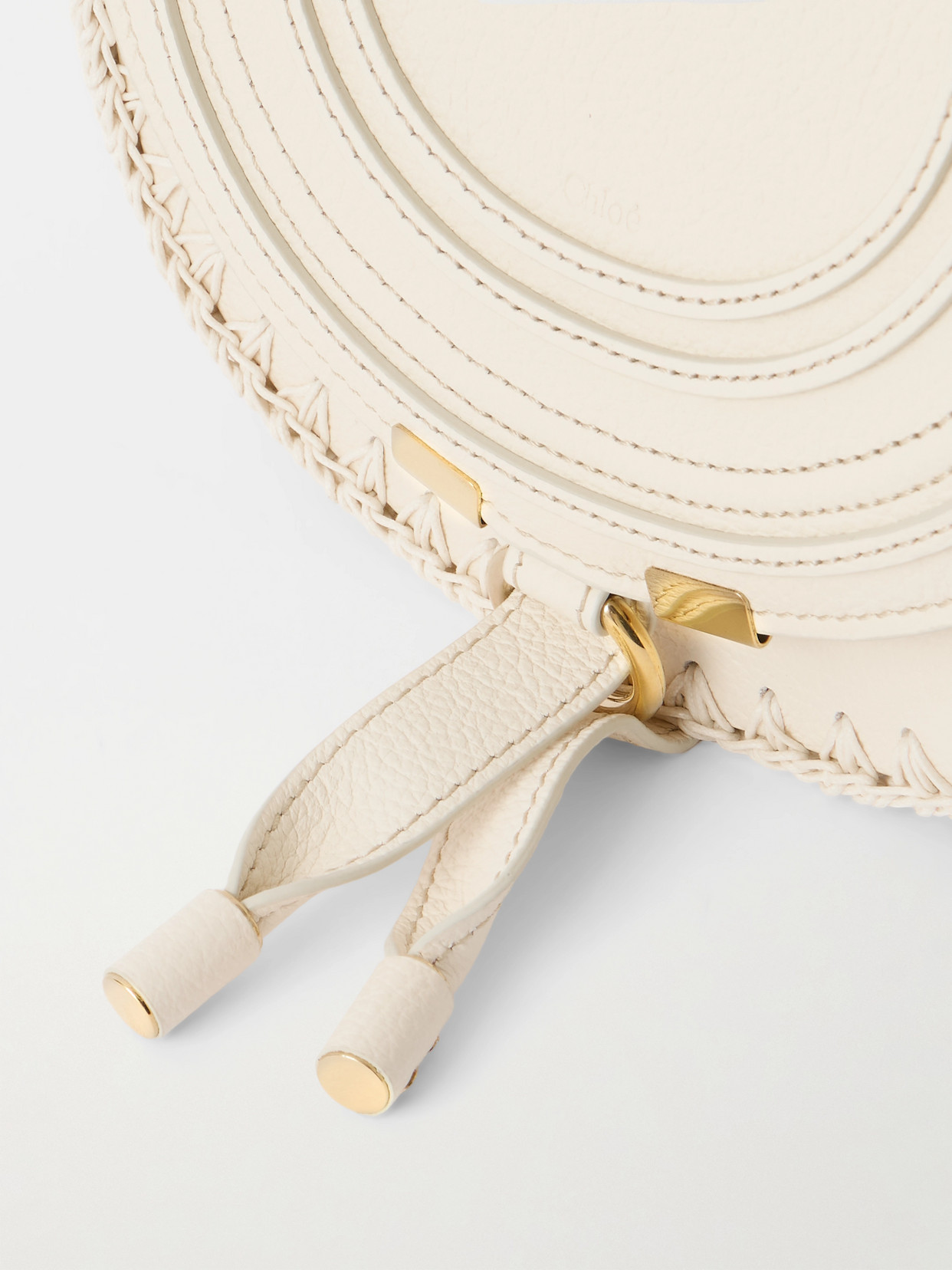Chloé Marcie Textured-leather And Crocheted Cotton Shoulder Bag