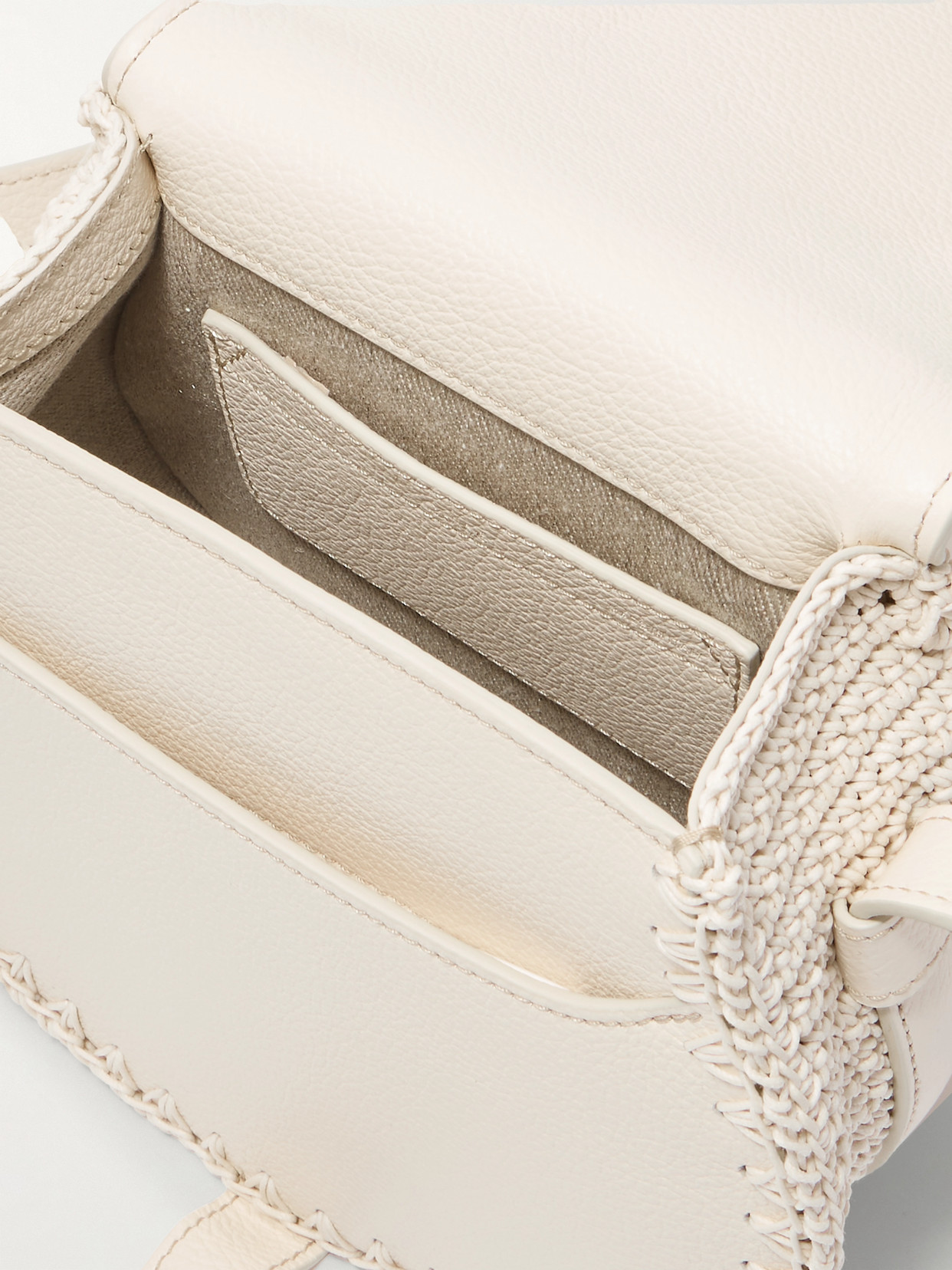 Chloé Marcie Textured-leather And Crocheted Cotton Shoulder Bag