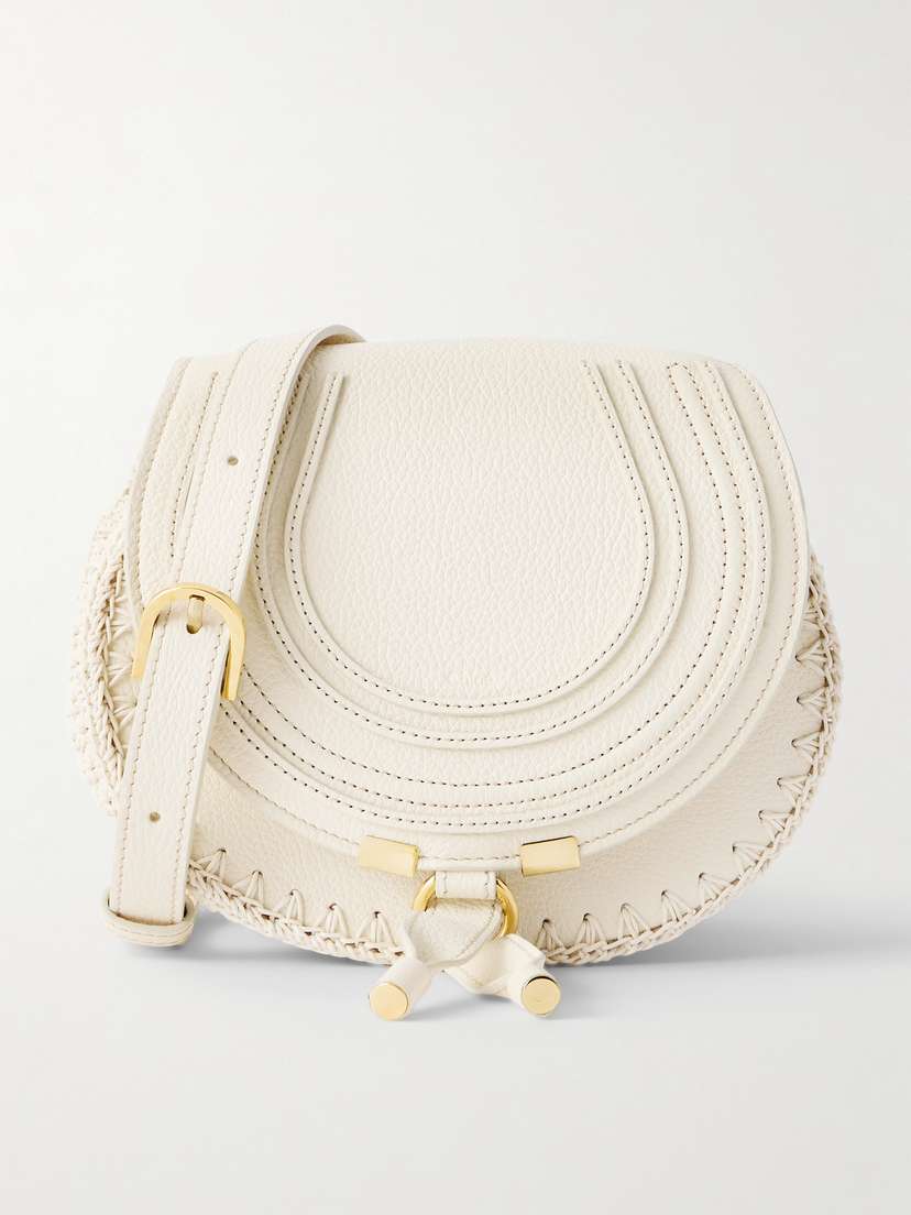 Chloé Marcie Textured-leather And Crocheted Cotton Shoulder Bag