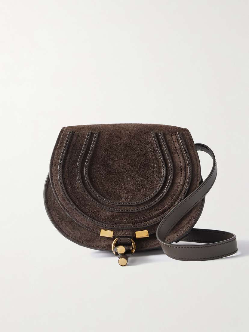 Chloé Marcie Leather-trimmed Suede Shoulder Bag