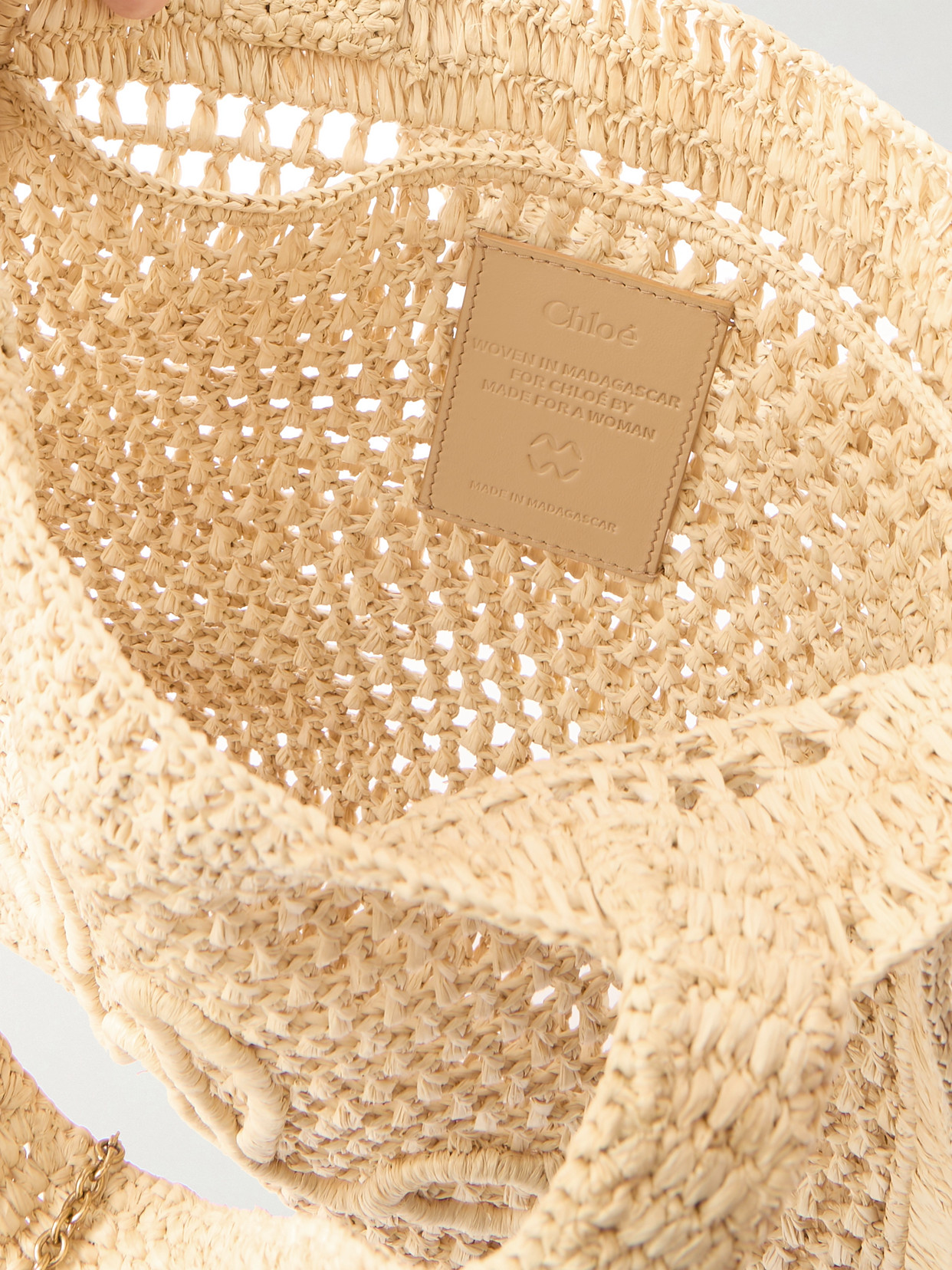 Chloé Summer Banana Embellished Raffia Tote