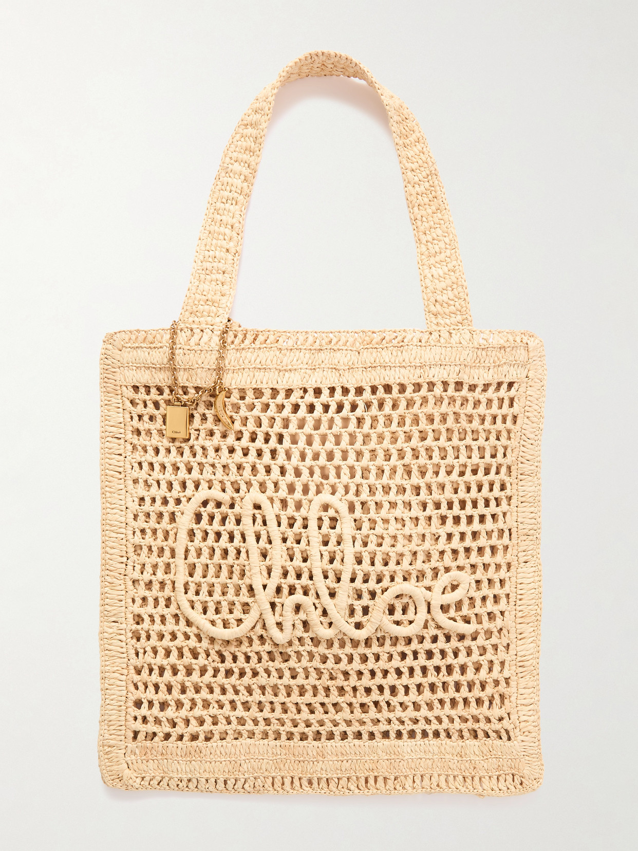Chloé Summer Banana Embellished Raffia Tote