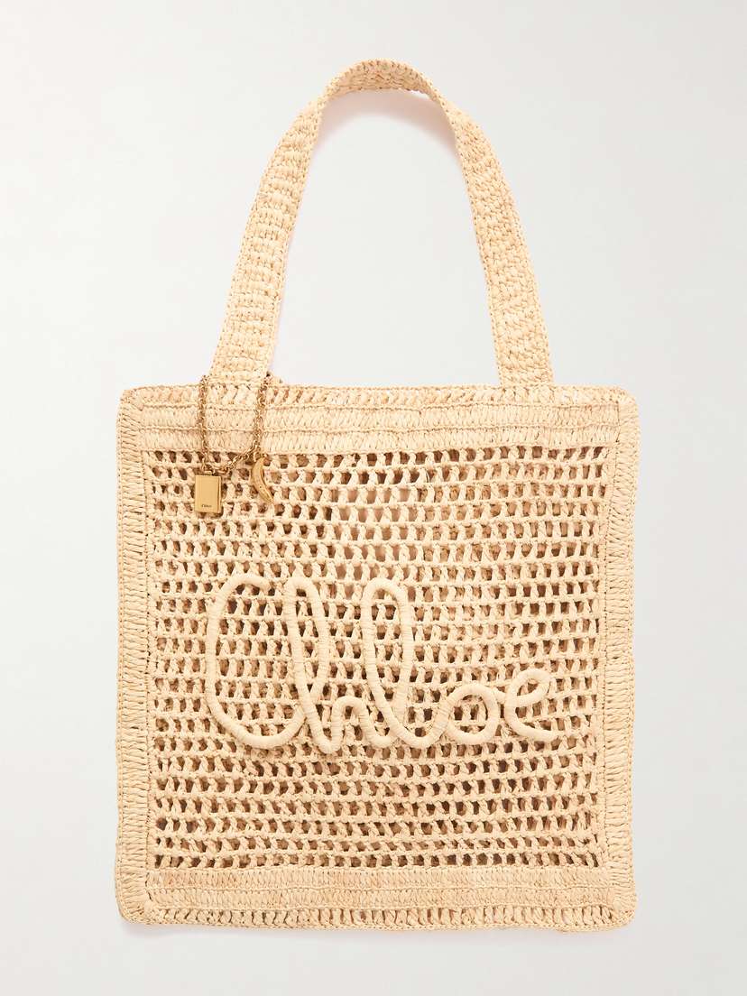Chloé Summer Banana Embellished Raffia Tote