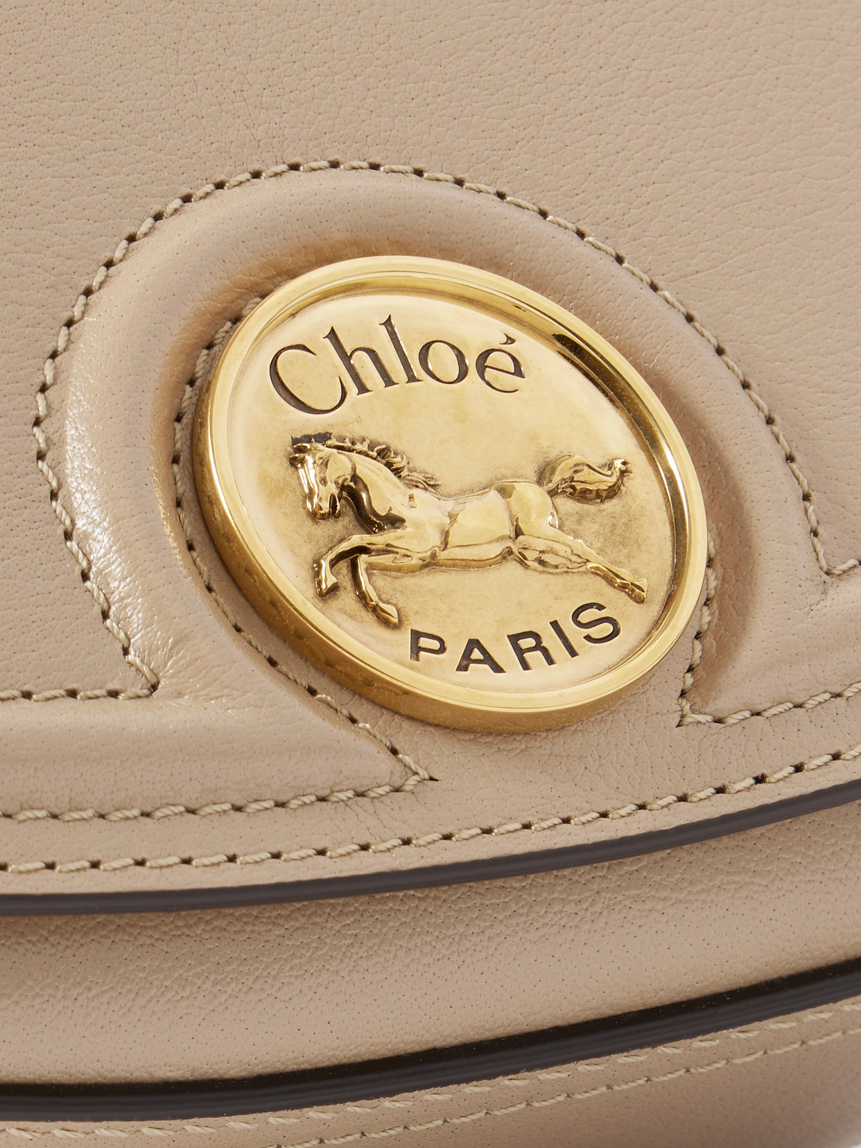 Chloé Horse Medal Small Textured-leather Shoulder Bag