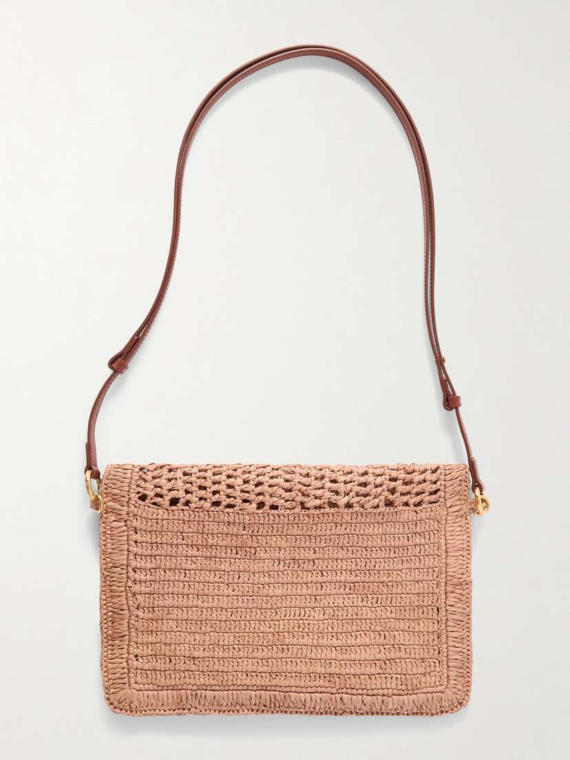 + Made For A Woman The Summer Banana Leather-trimmed Raffia Shoulder Bag | Image | 2