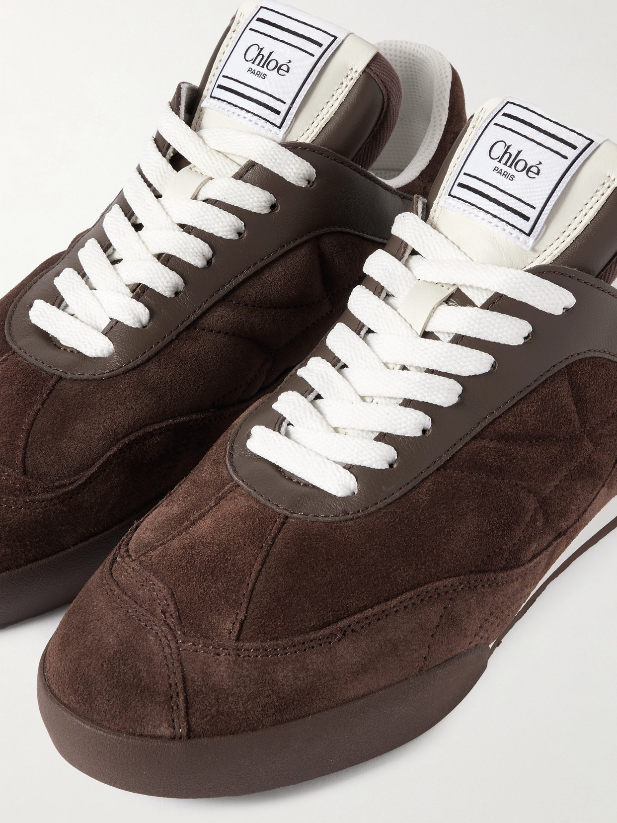 Chloé Kick Leather-trimmed Quilted Suede Sneakers