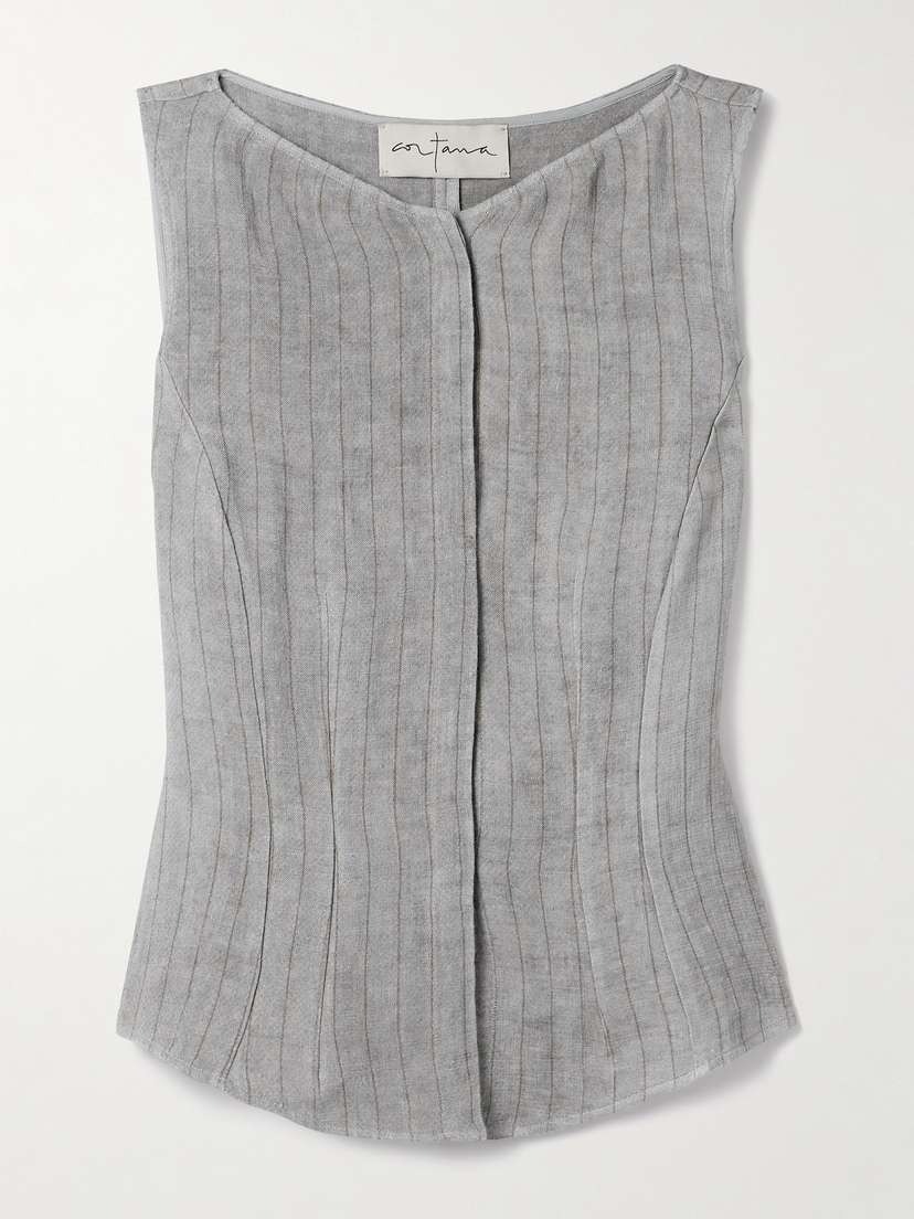 Cortana Lupe Striped Linen Vest