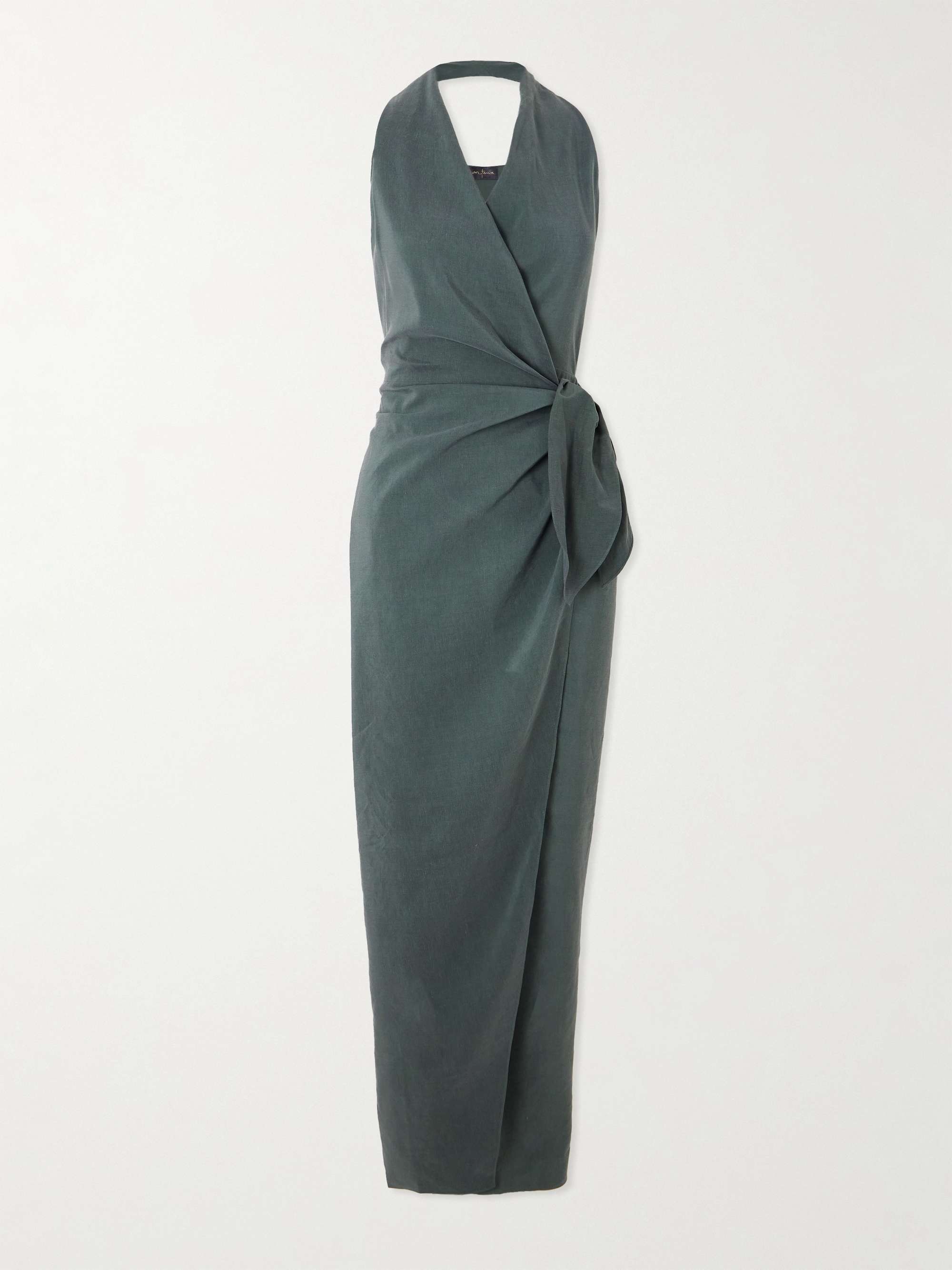 Green Wrap Linen Dress 3266 Green Wrap Linen Dress 3266