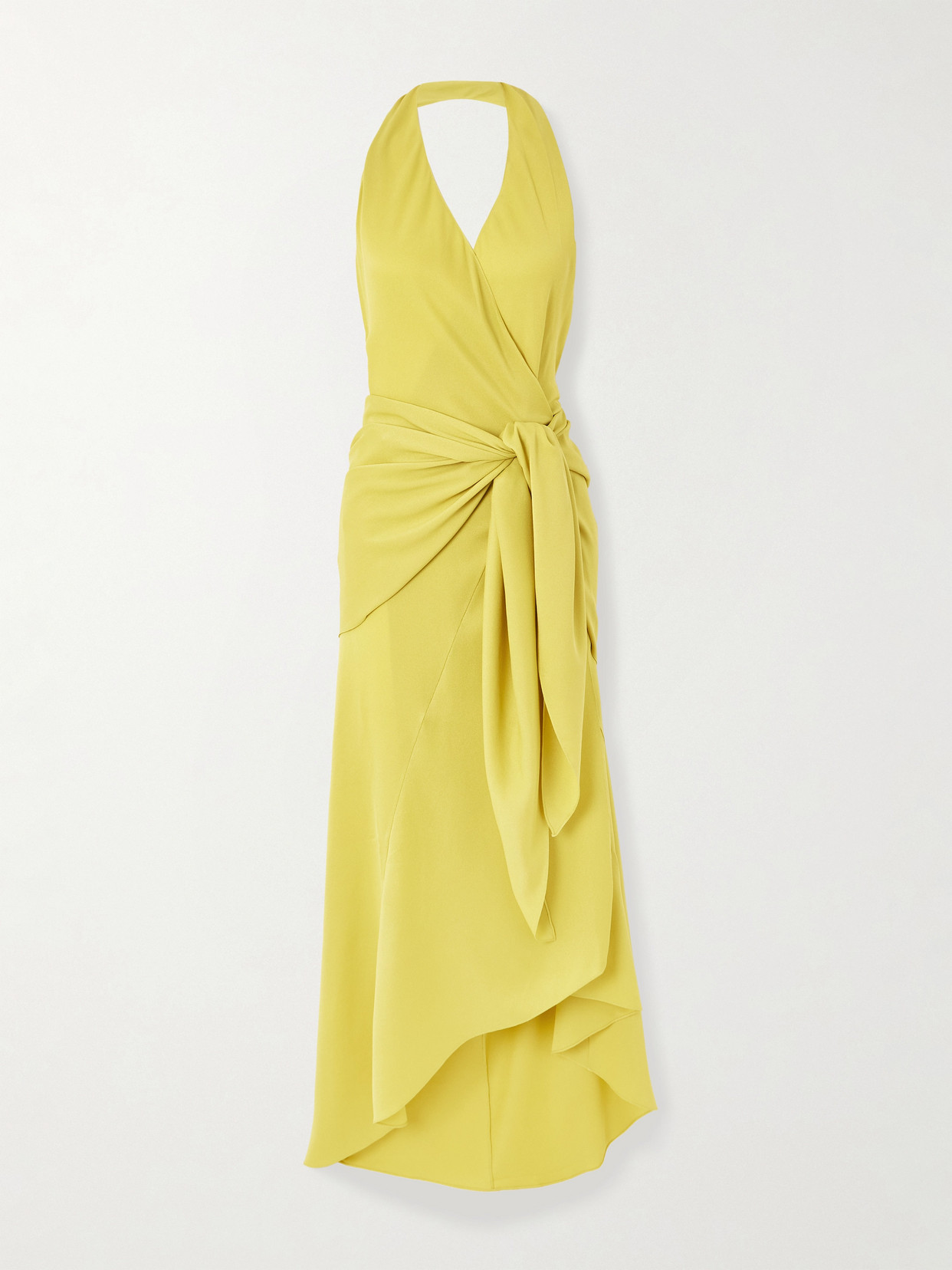 Cortana Banane Asymmetric Silk-crepe Halterneck Wrap Dress
