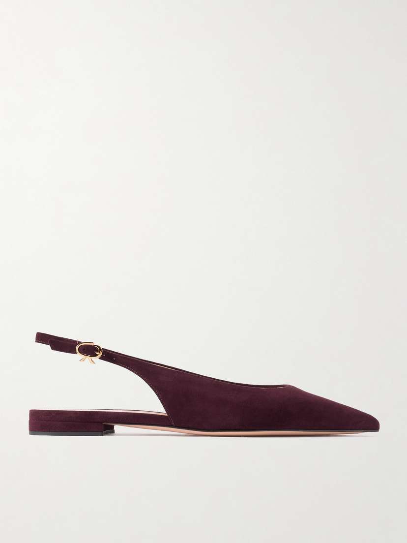 Gianvito Rossi Robbie Suede Slingback Flats
