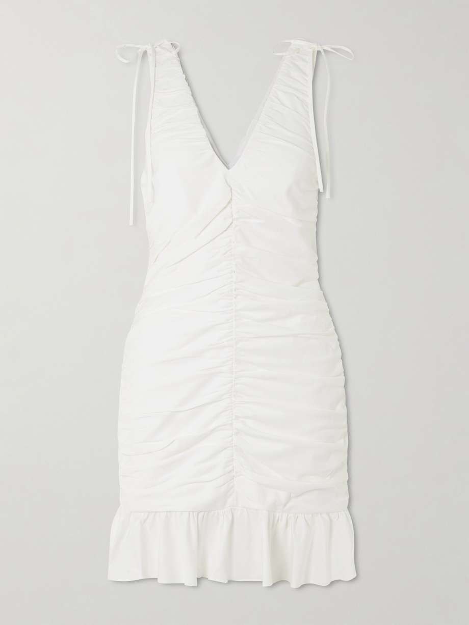 kath ruched twill mini dress