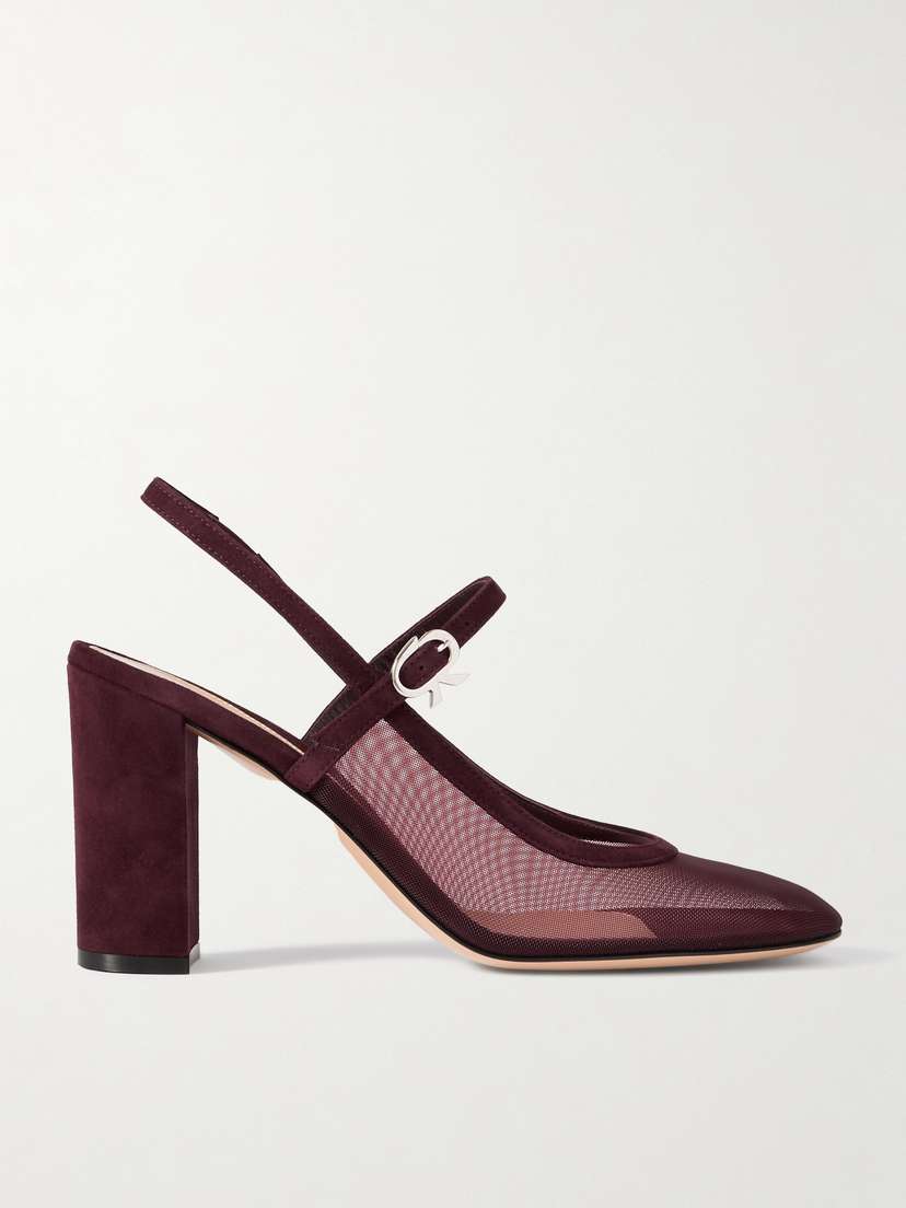 Gianvito Rossi 85 Suede-trimmed Mesh Pumps