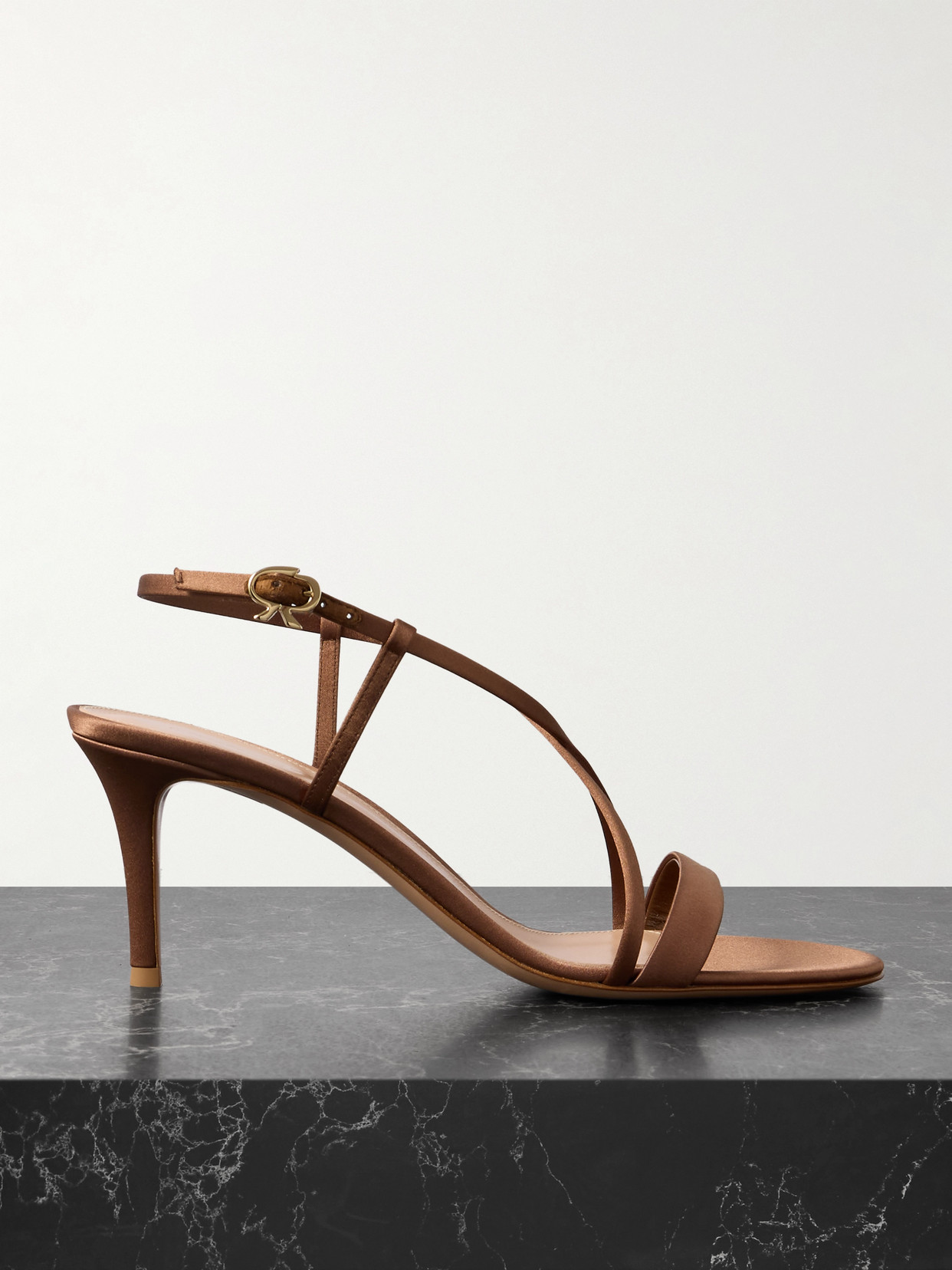 Gianvito Rossi 70 Satin Sandals In Brown