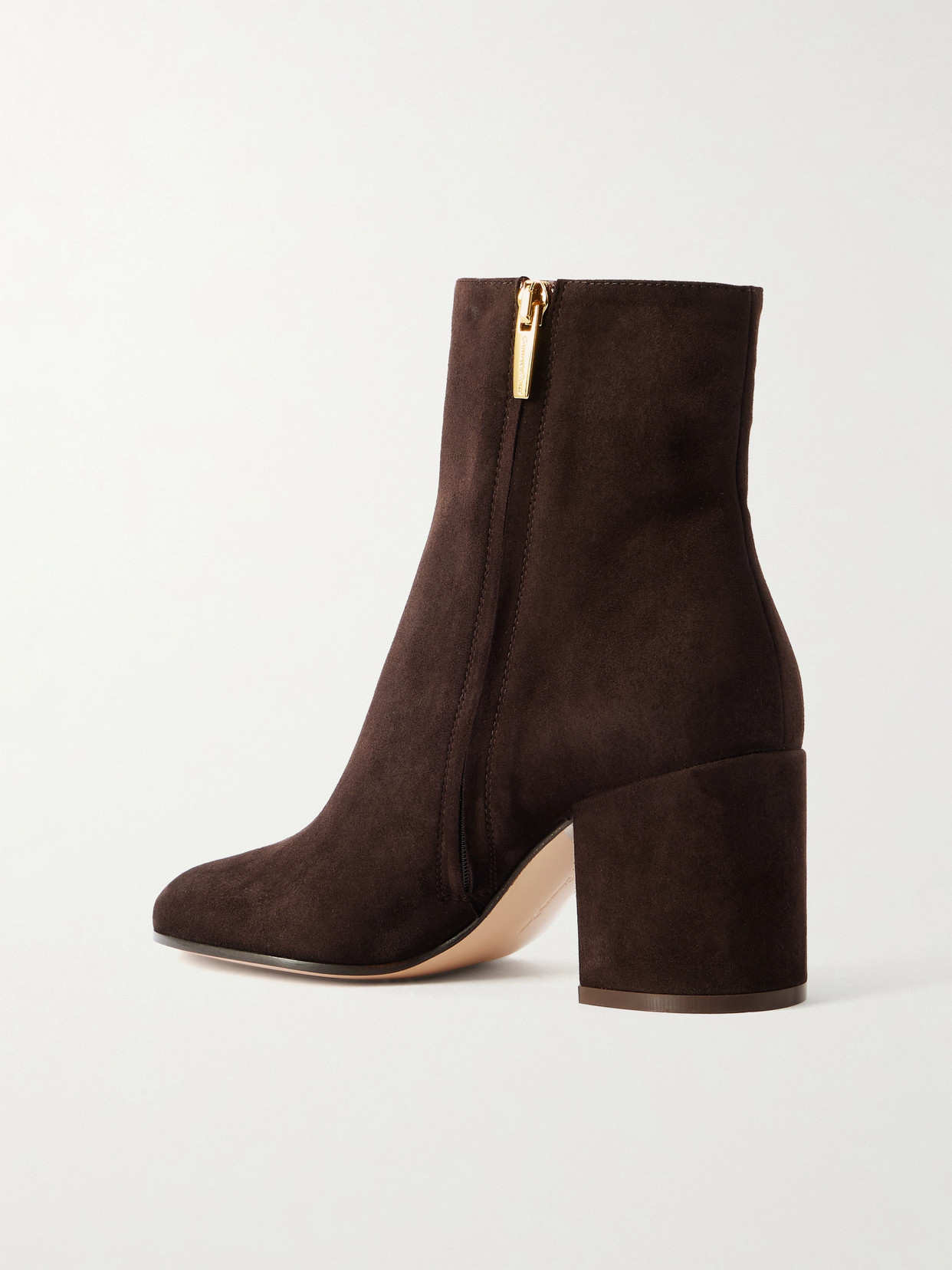 Gianvito Rossi Block Heel Ankle Boots With Suede Finish In Brown