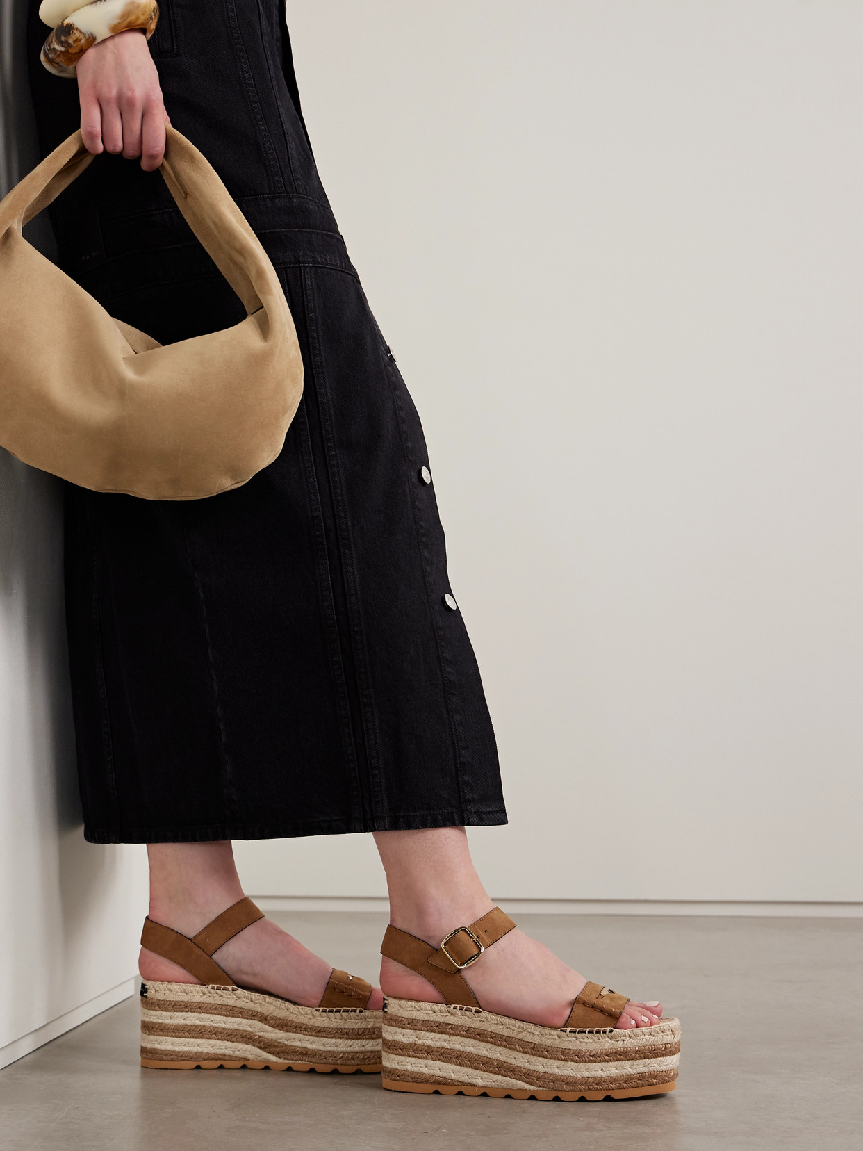 Stella Mccartney Gaia Alter Suede Sandals Pecan