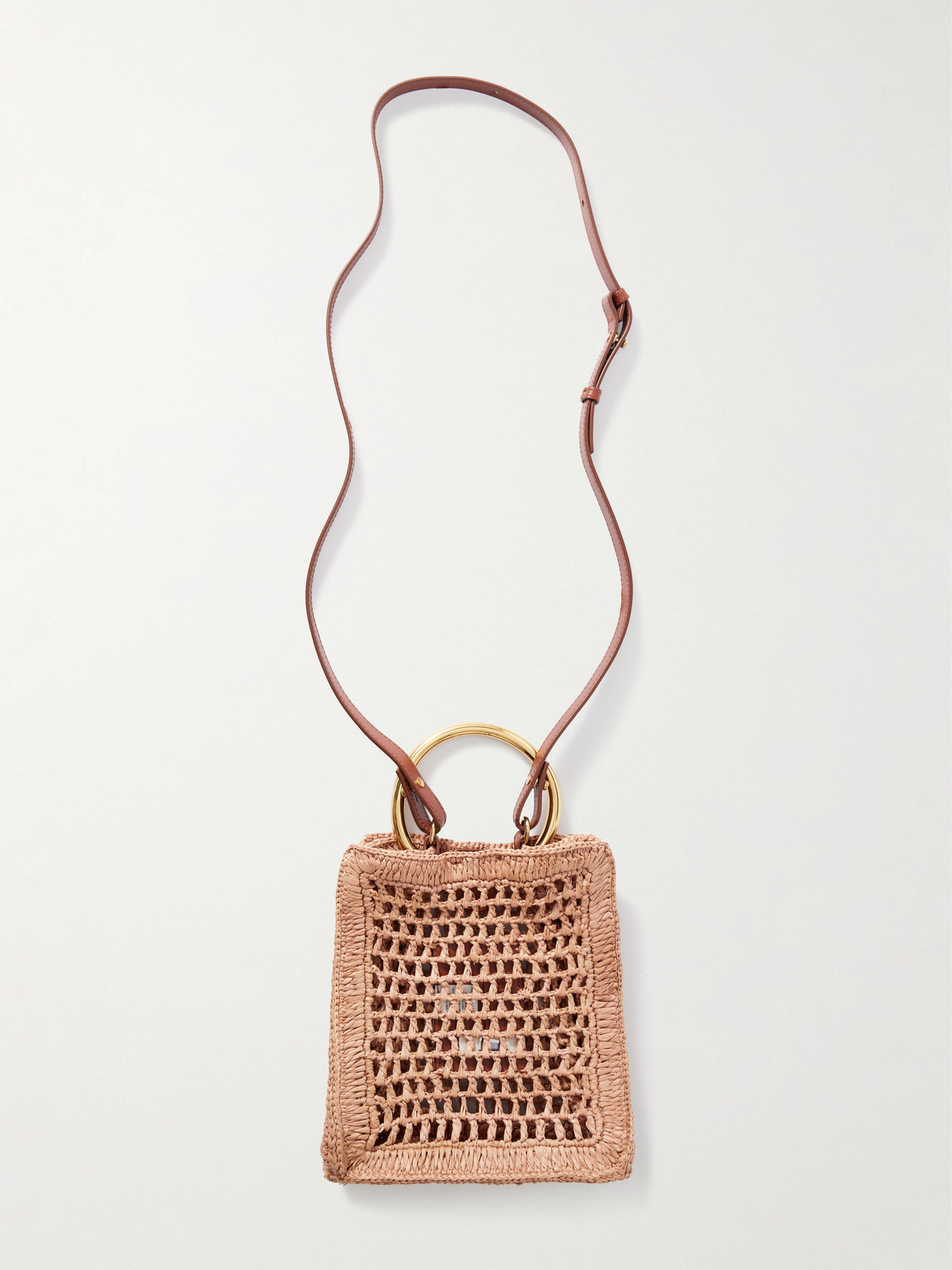 Chloé Summer Banana Small Leather-trimmed Woven Raffia Tote Bag