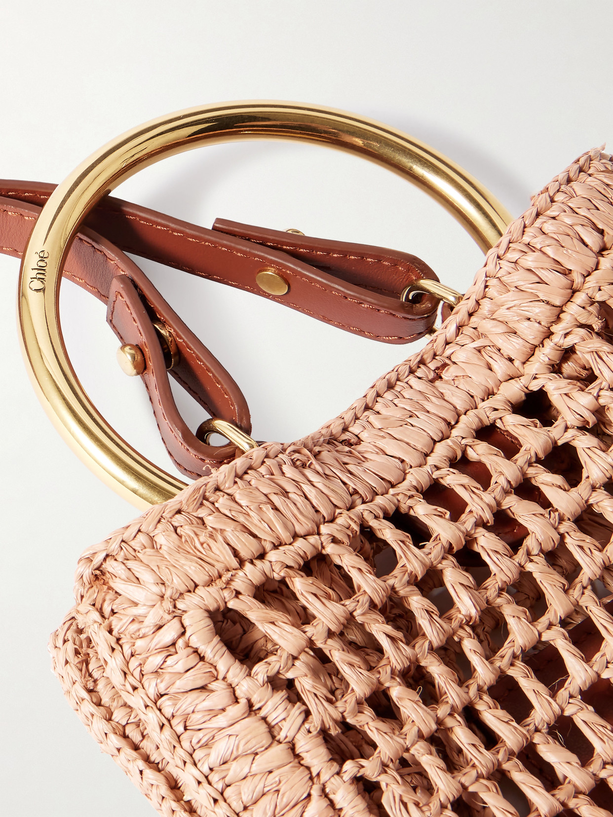 Chloé Summer Banana Small Leather-trimmed Woven Raffia Tote Bag