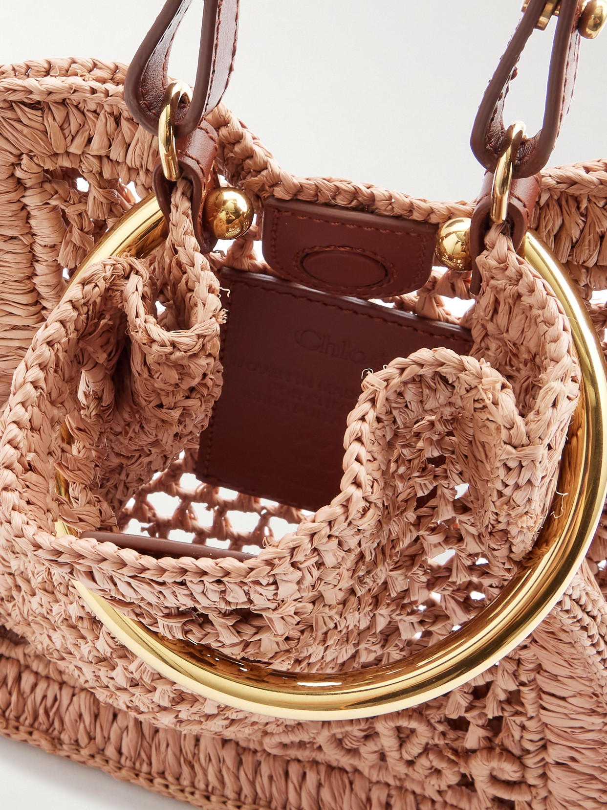 Chloé Summer Banana Small Leather-trimmed Woven Raffia Tote Bag