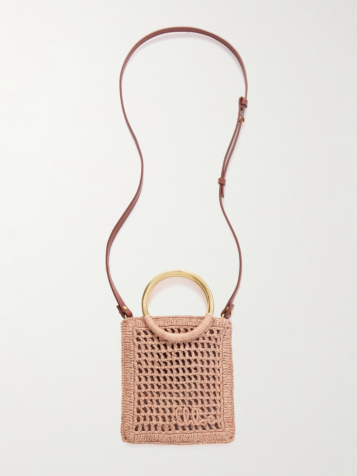 Chloé Summer Banana Small Leather-trimmed Woven Raffia Tote Bag