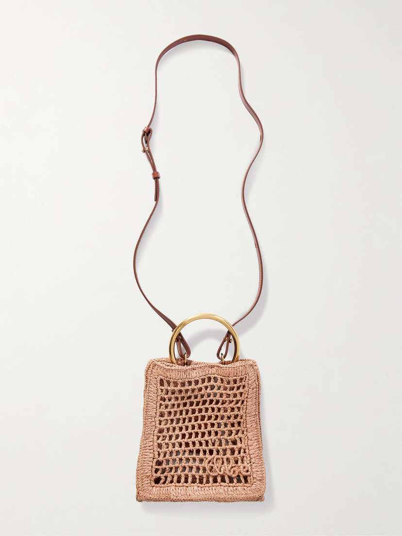 Chloé Summer Banana Small Leather-trimmed Woven Raffia Tote Bag