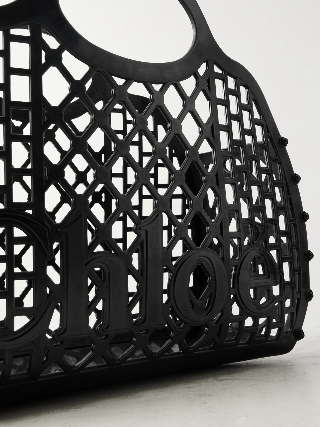 Chloé Cage Leather-trimmed Studded Rubber Shoulder Bag