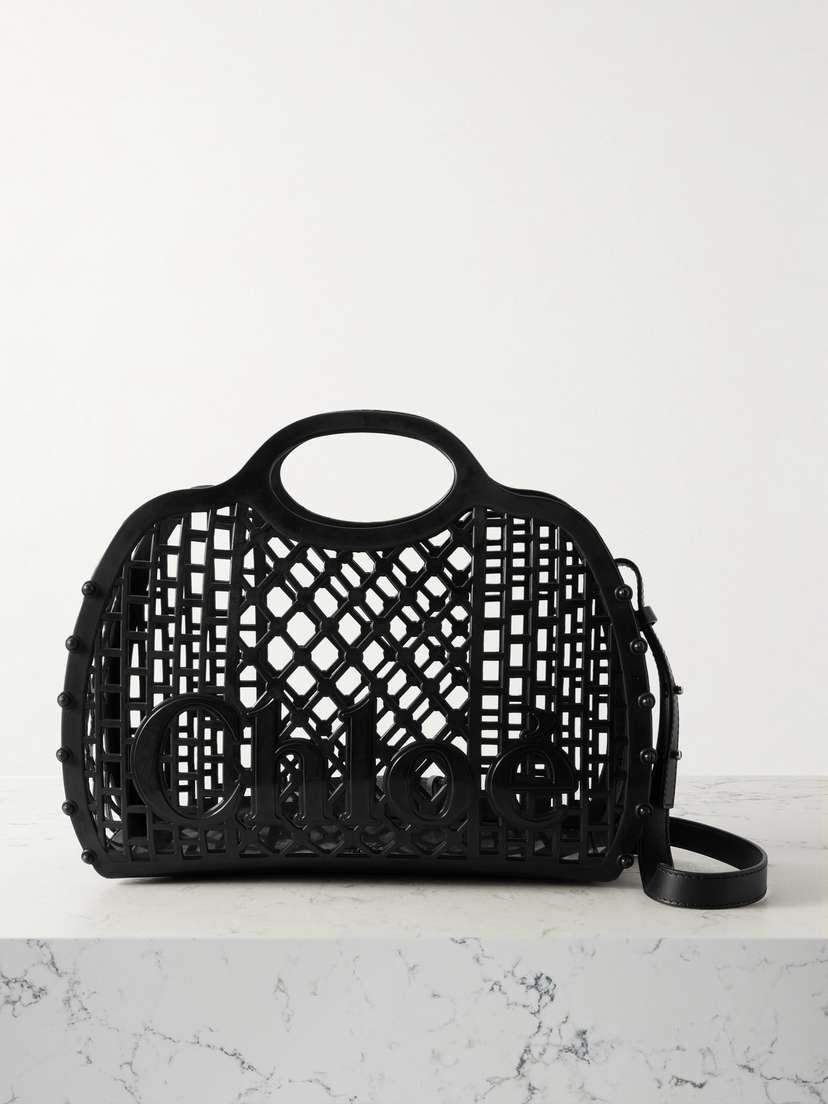 Chloé Cage Leather-trimmed Studded Rubber Shoulder Bag