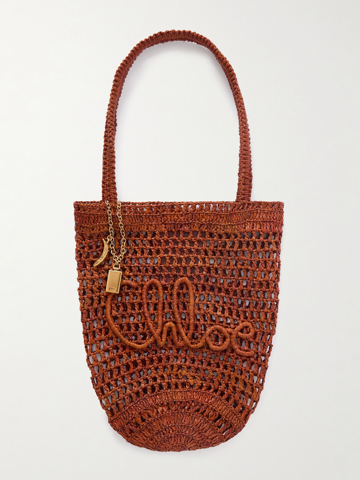 Chloé Summer Banana Embellished Embroidered Raffia Tote