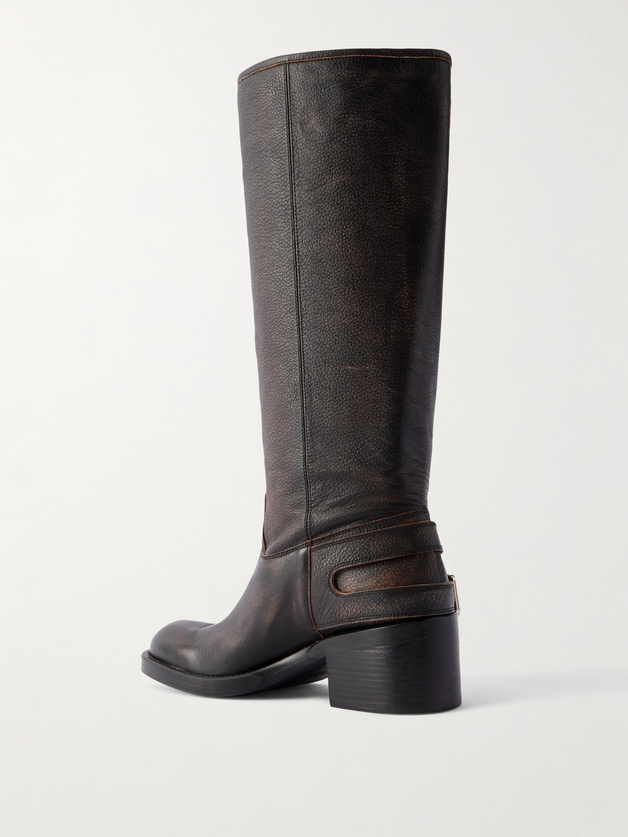 Chloé New Bikers Buckled Textured-leather Boots In Black
