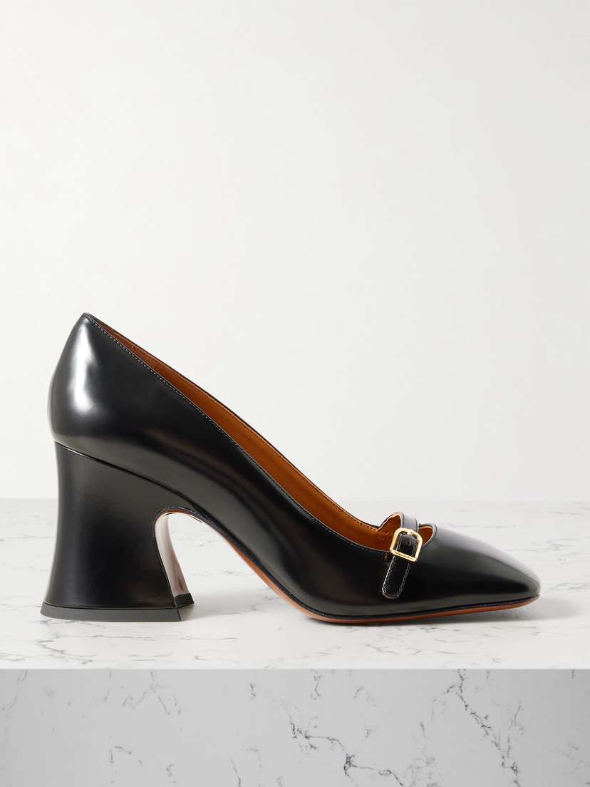Chloé Janis Buckled Glossed-leather Pumps