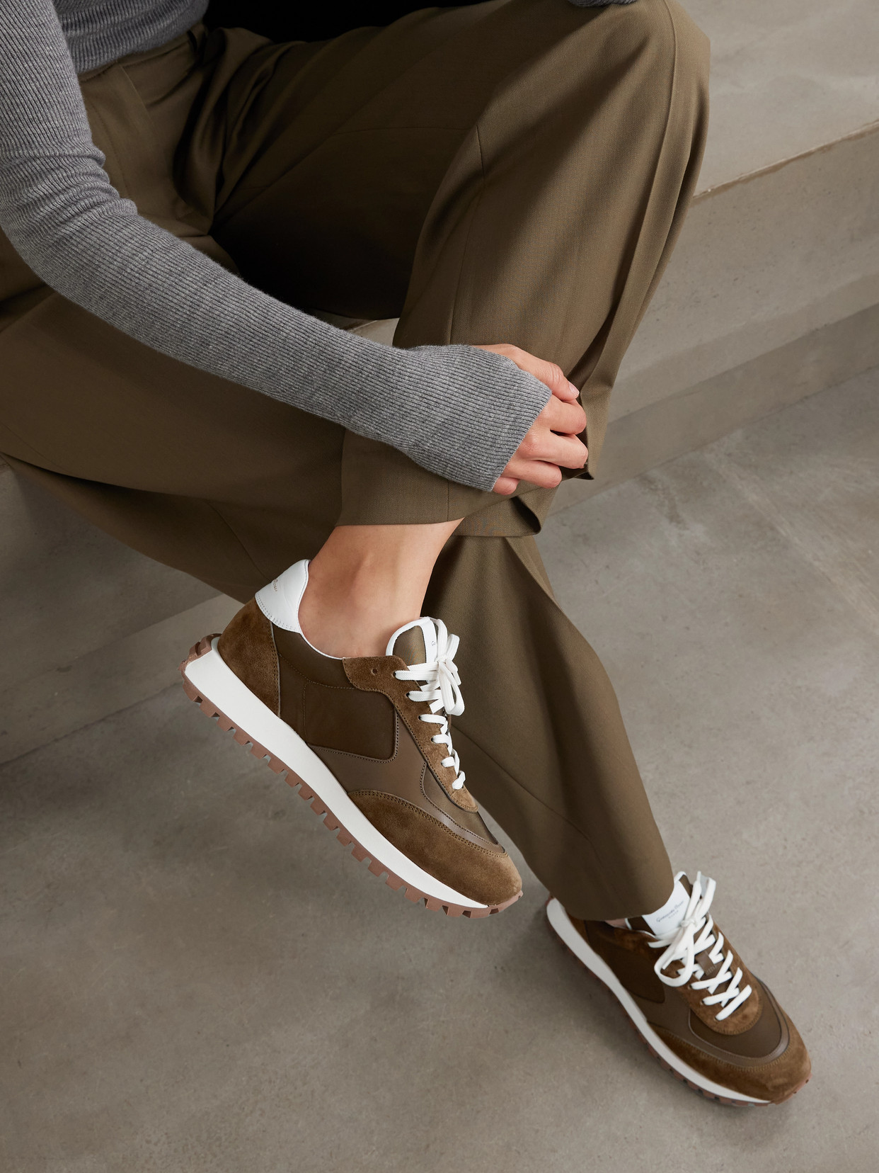 Gianvito Rossi Gravel Suede, Leather And Shell Sneakers