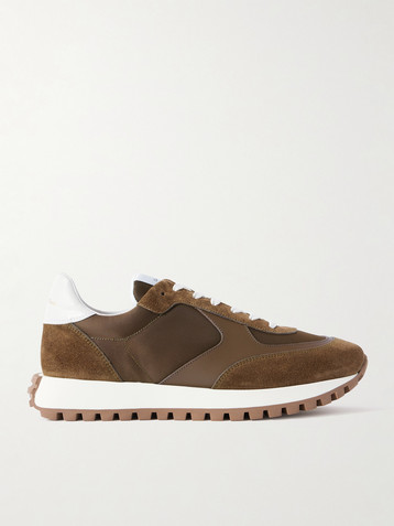 GIANVITO ROSSI Gravel suede, leather and shell sneakers
