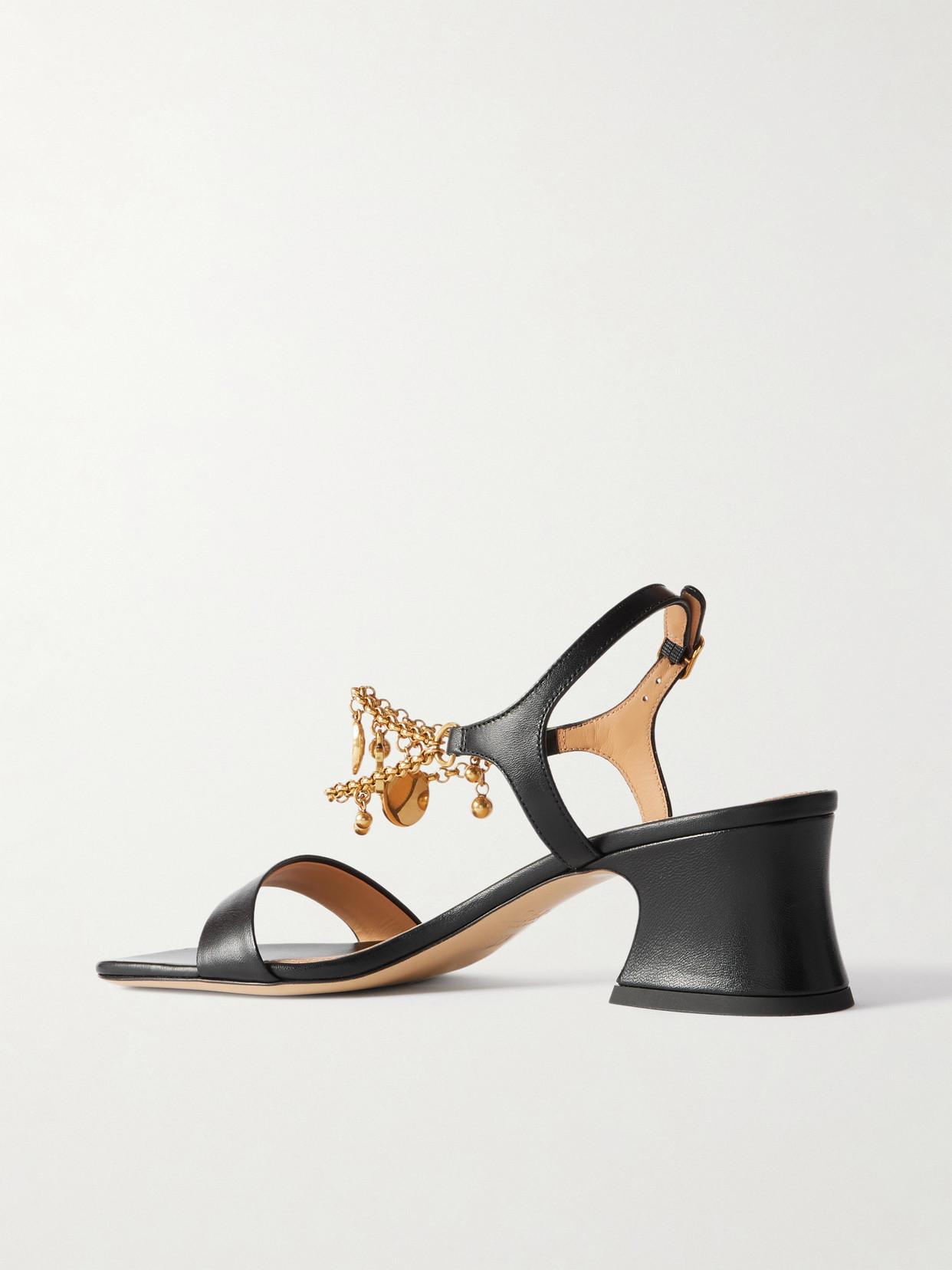 Chloé Embellished Leather Sandals In Black