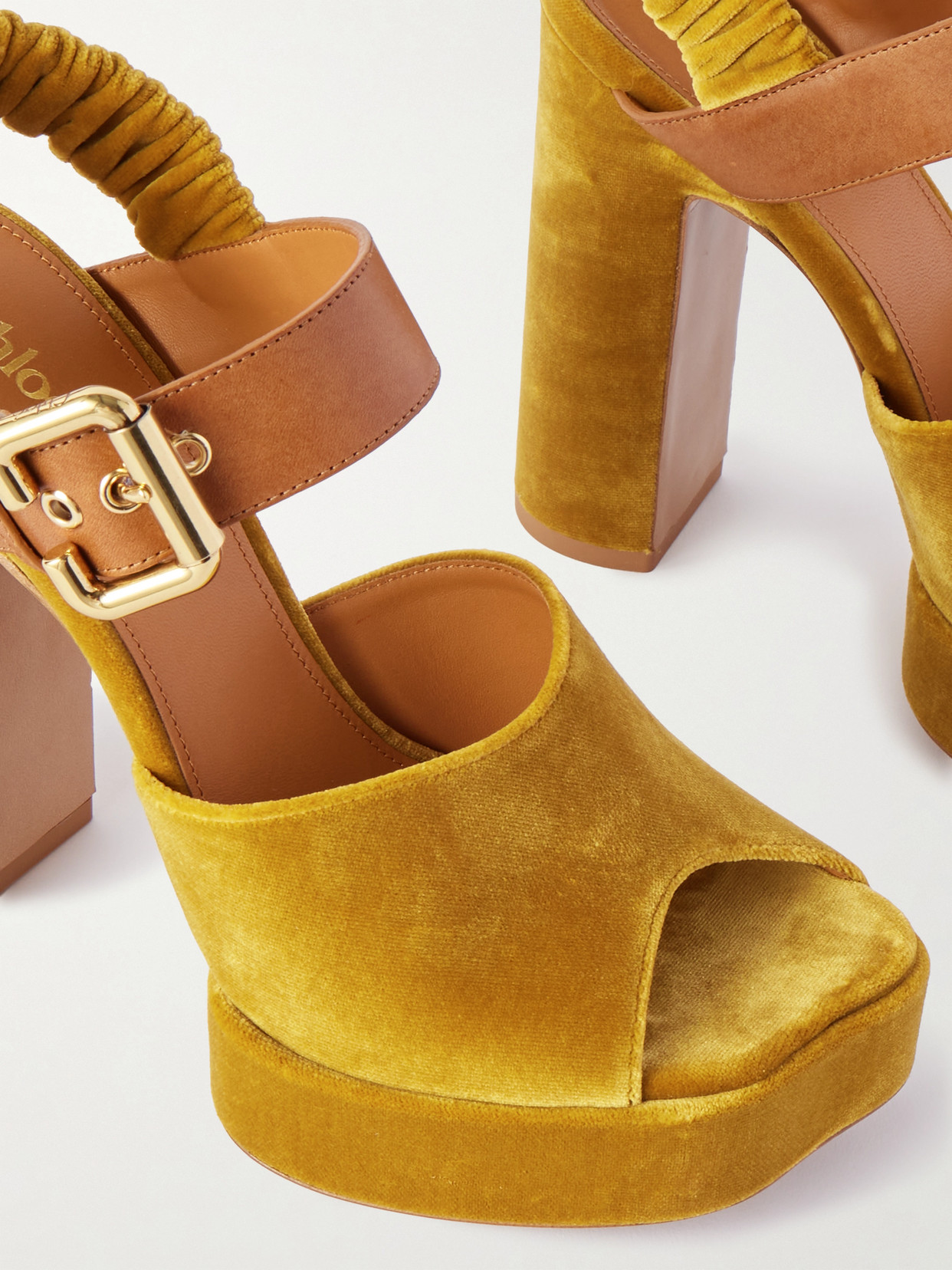 Chloé Paddington Leather-trimmed Velvet Platform Sandals