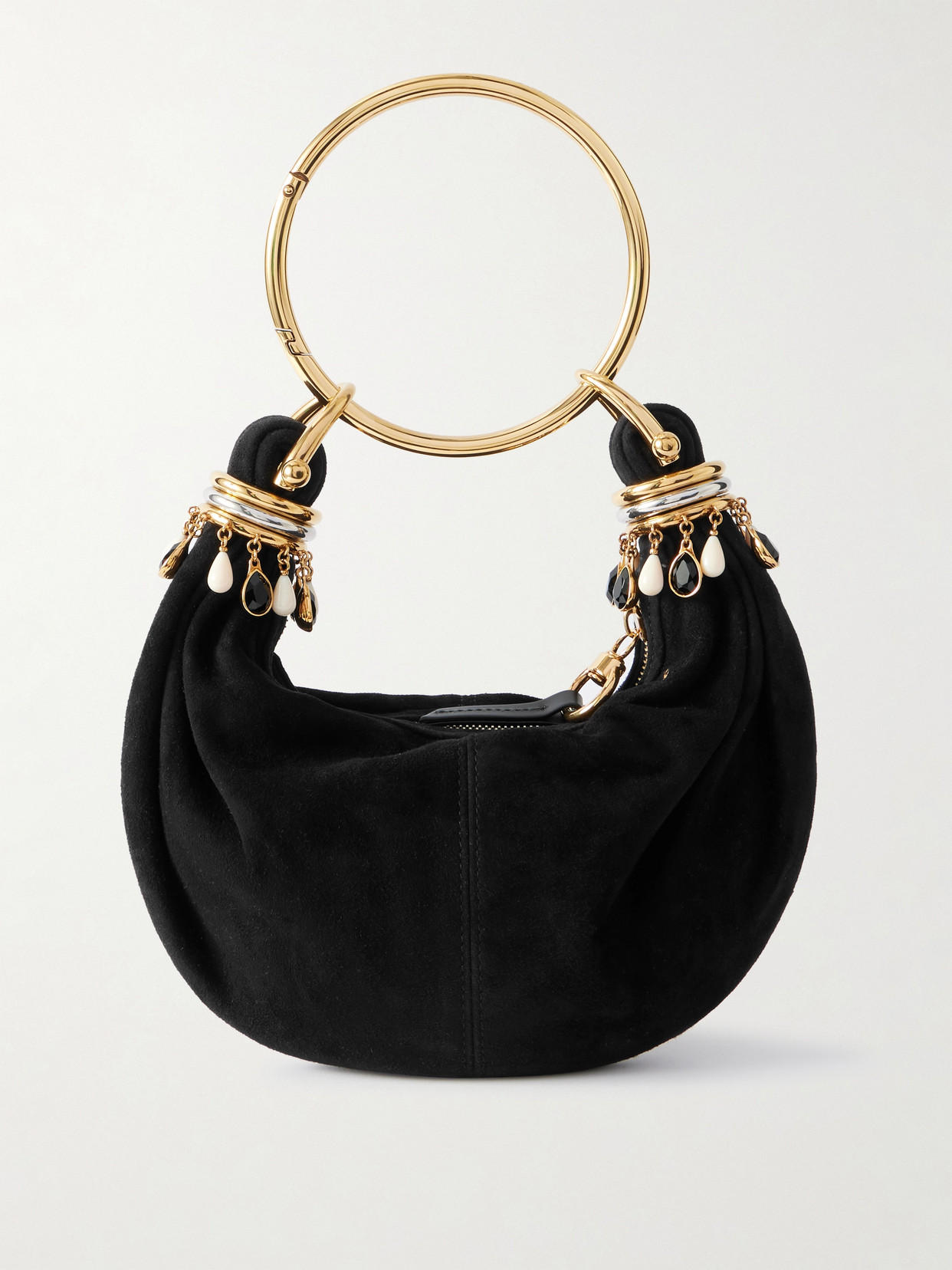Chloé Bracelet Small Embellished Leather-trimmed Suede Shoulder Bag
