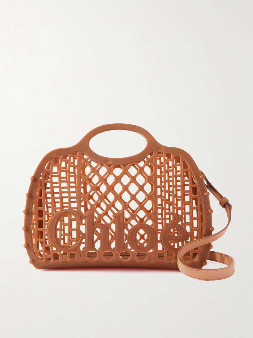 Chloé Cage Leather-trimmed Studded Rubber Shoulder Bag