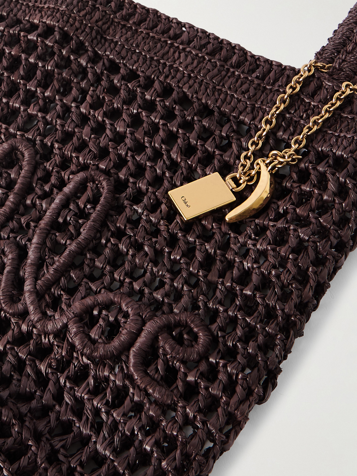 Chloé Summer Banana Embellished Embroidered Raffia Tote