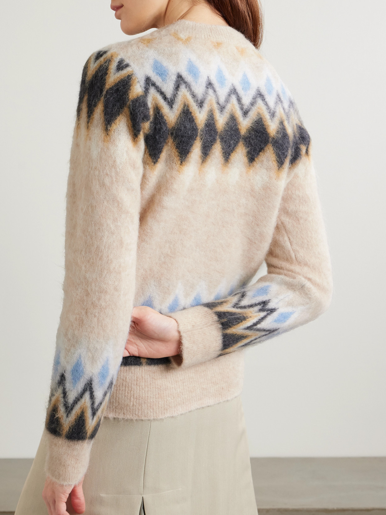 Ganni Fair Isle Knitted Sweater In Neutrals