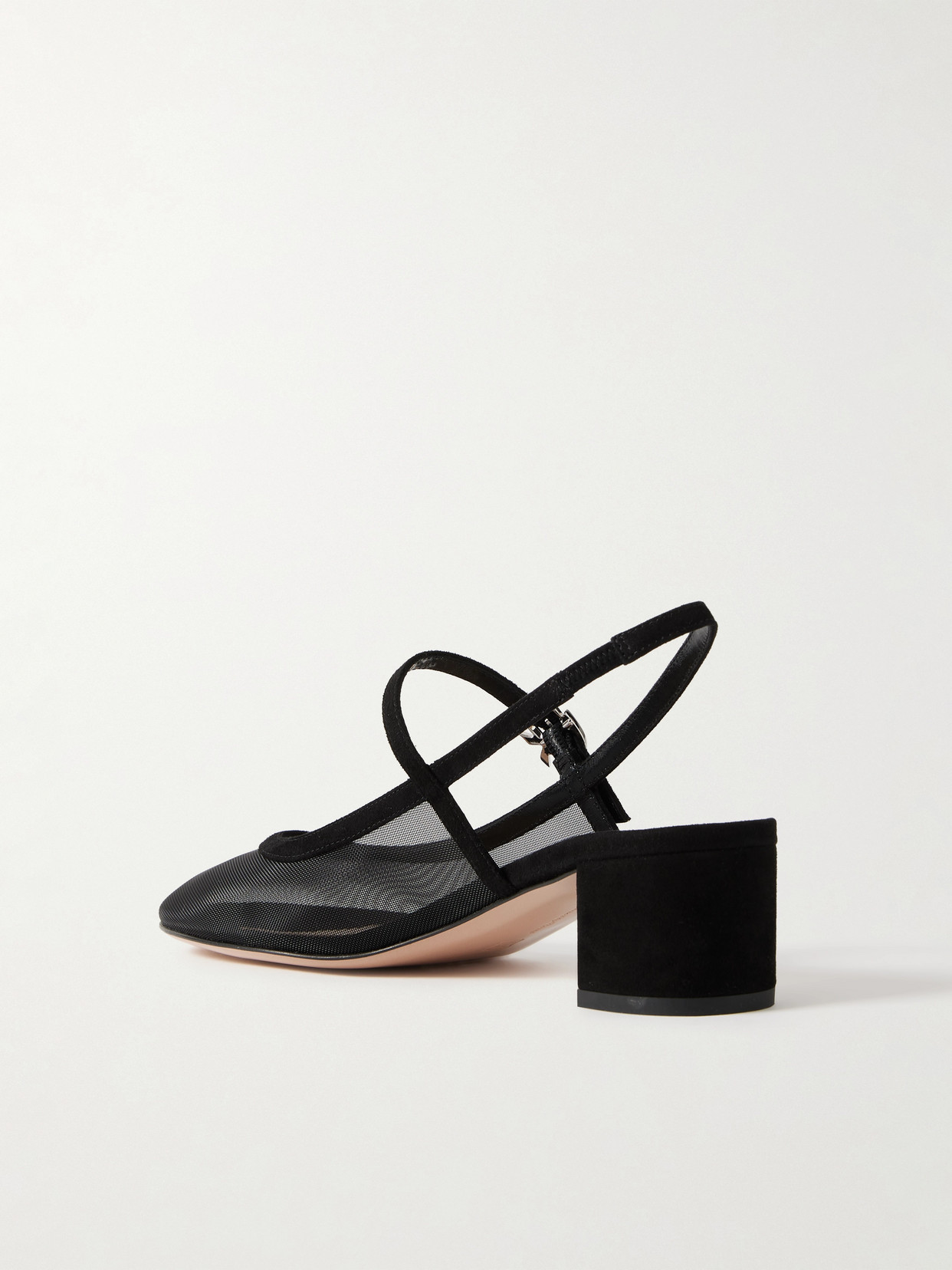 Gianvito Rossi Piper Suede-trimmed Mesh Slingback Pumps