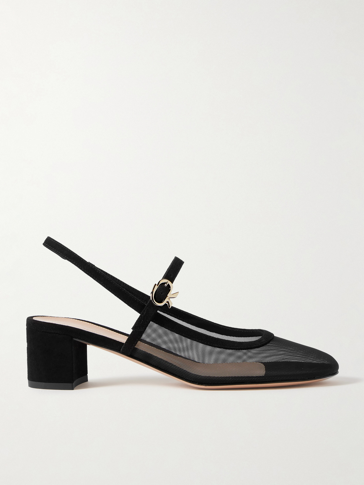 Gianvito Rossi Piper Suede-trimmed Mesh Slingback Pumps