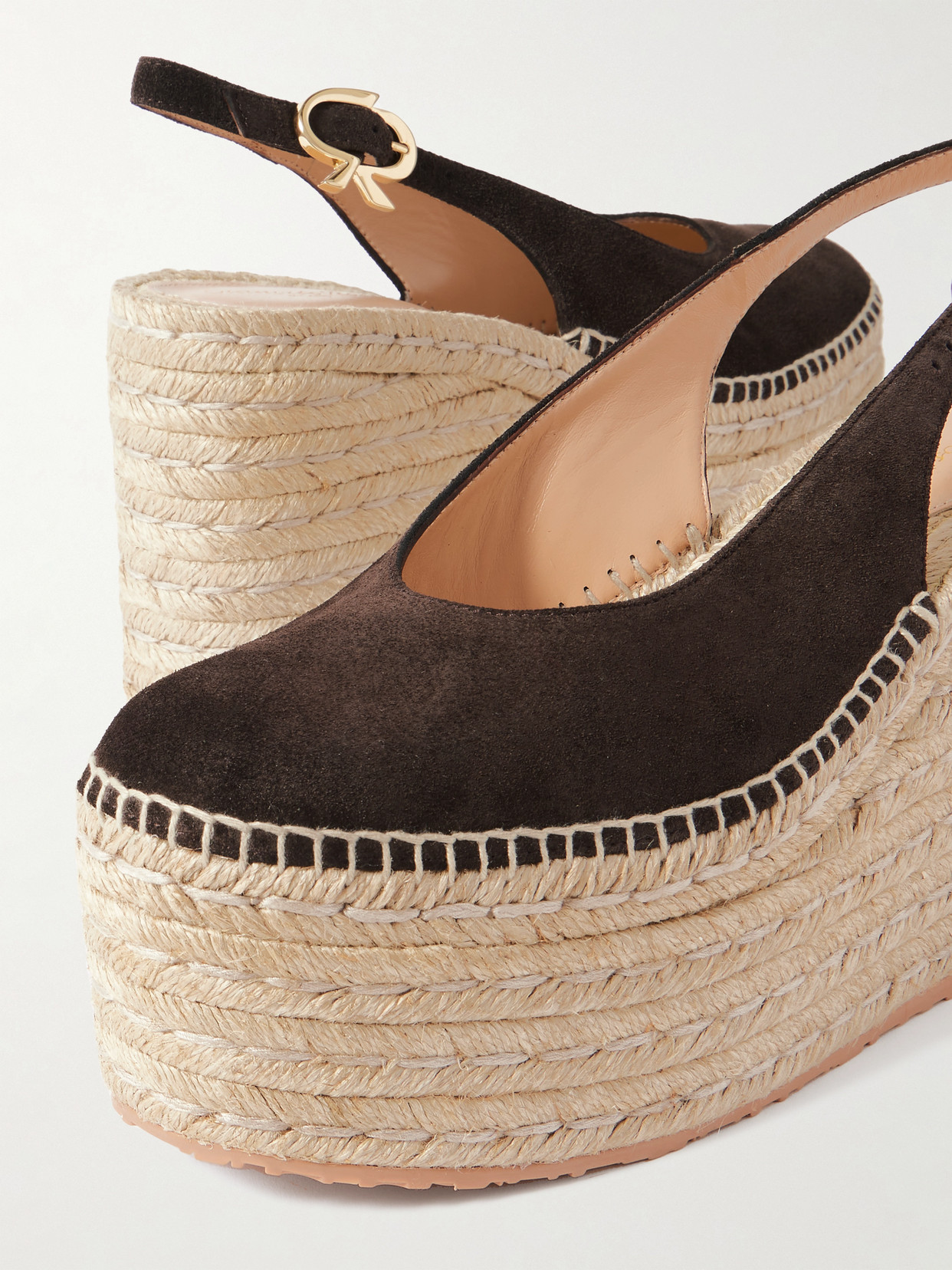 Gianvito Rossi 110 Suede Slingback Platform Espadrilles