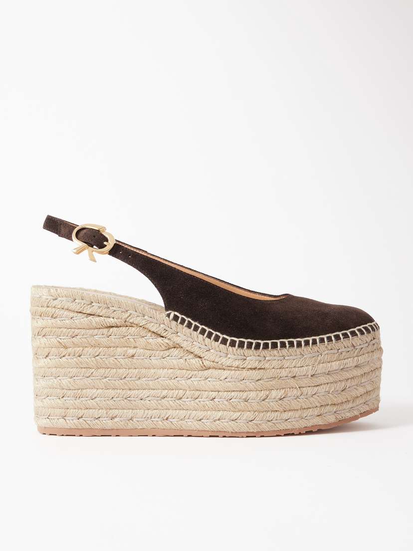 Gianvito Rossi 110 Suede Slingback Platform Espadrilles