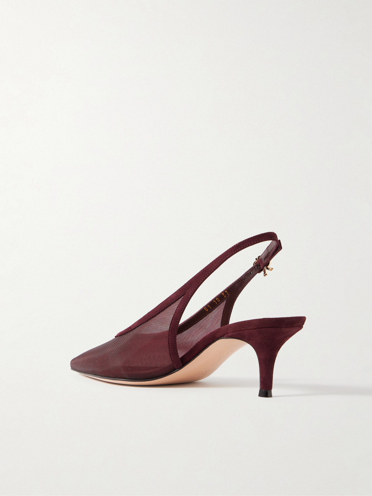 Gianvito Rossi 55 Suede-trimmed Mesh Slingback Pumps