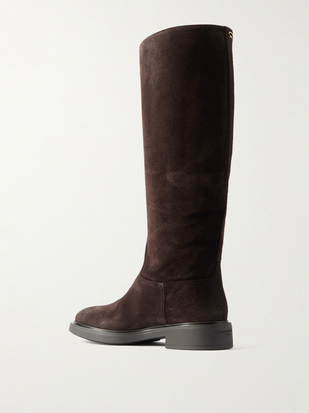 Gianvito Rossi Heeled Suede Knee-high Boots With Round Toe In Brown