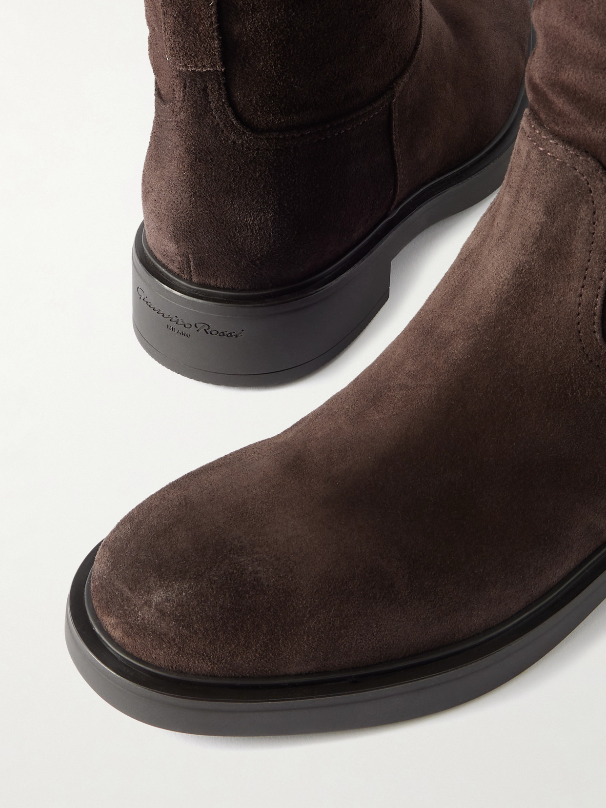 Gianvito Rossi Heeled Suede Knee-high Boots With Round Toe In Brown