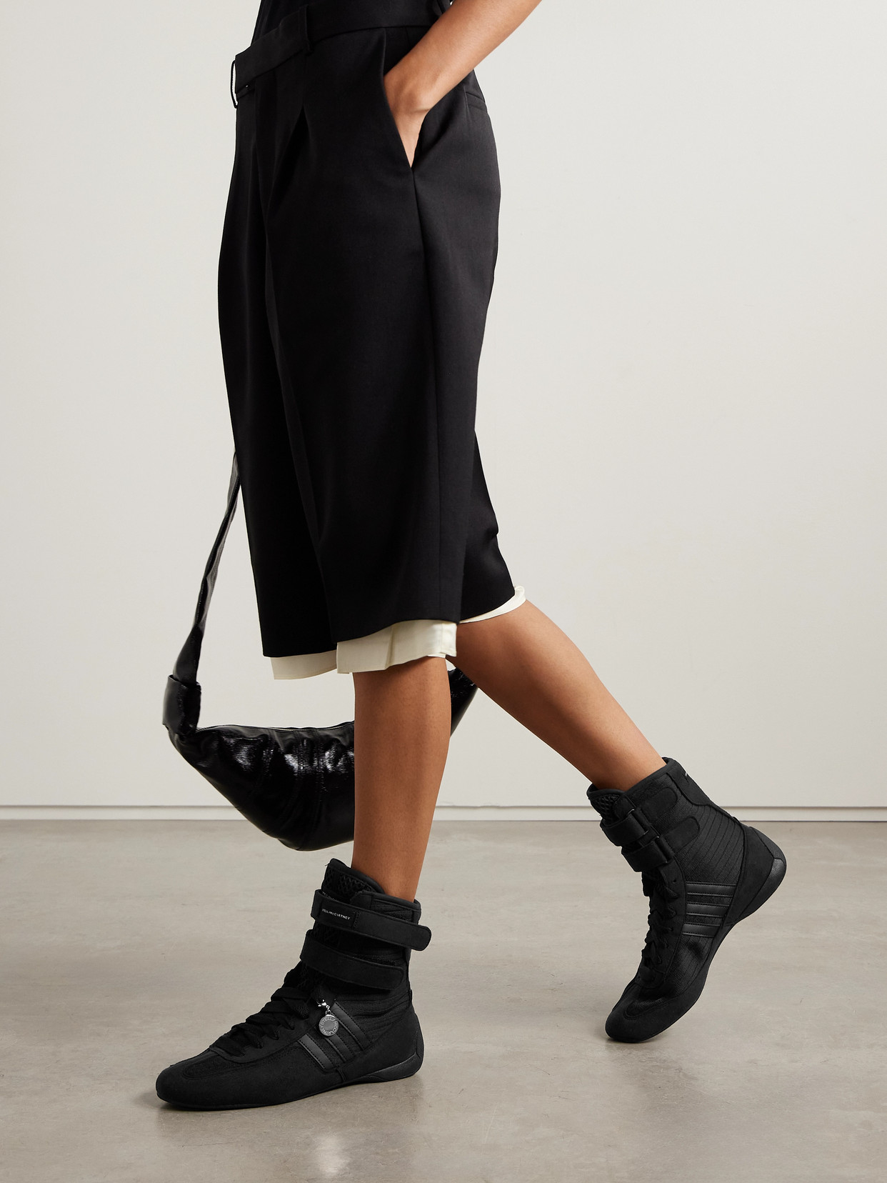 Stella Mccartney Rasant Black Sneakers With Strap Closure And Logo Detail On The Side In Tech Fabric Woman In Black