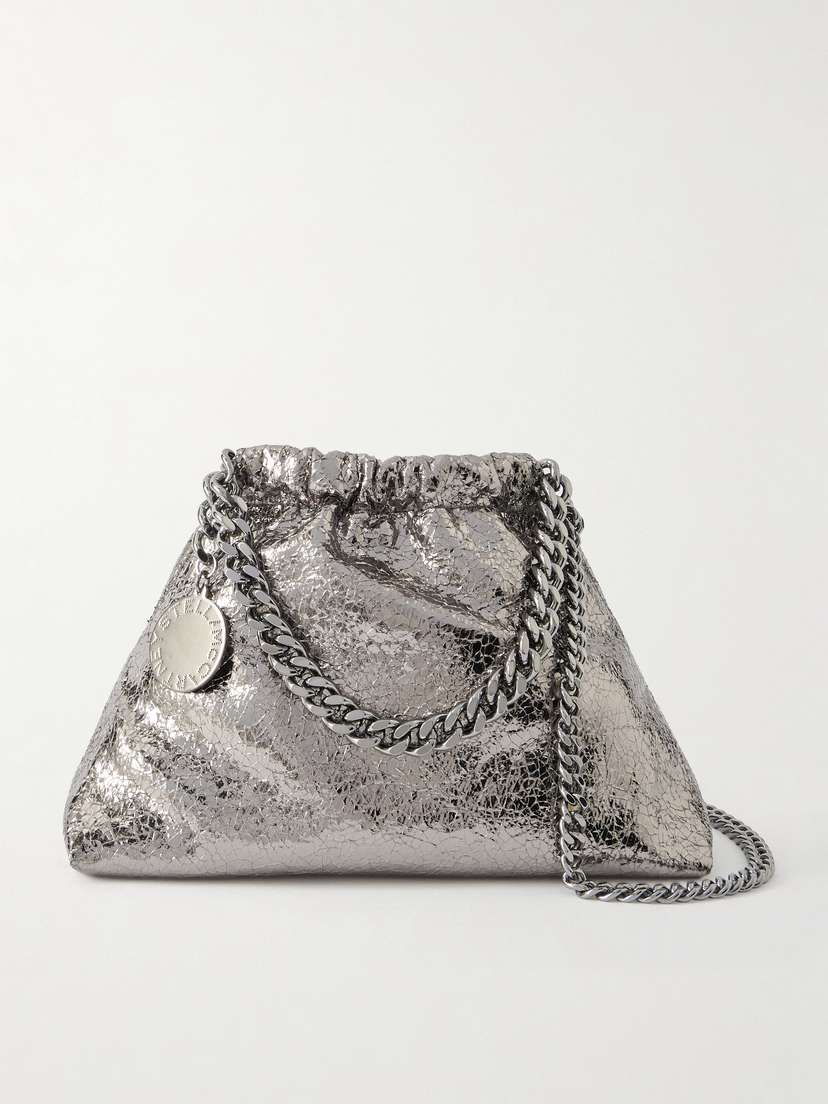 Stella McCartney Falabella Mini Metallic Cracked Vegan Shoulder Bag