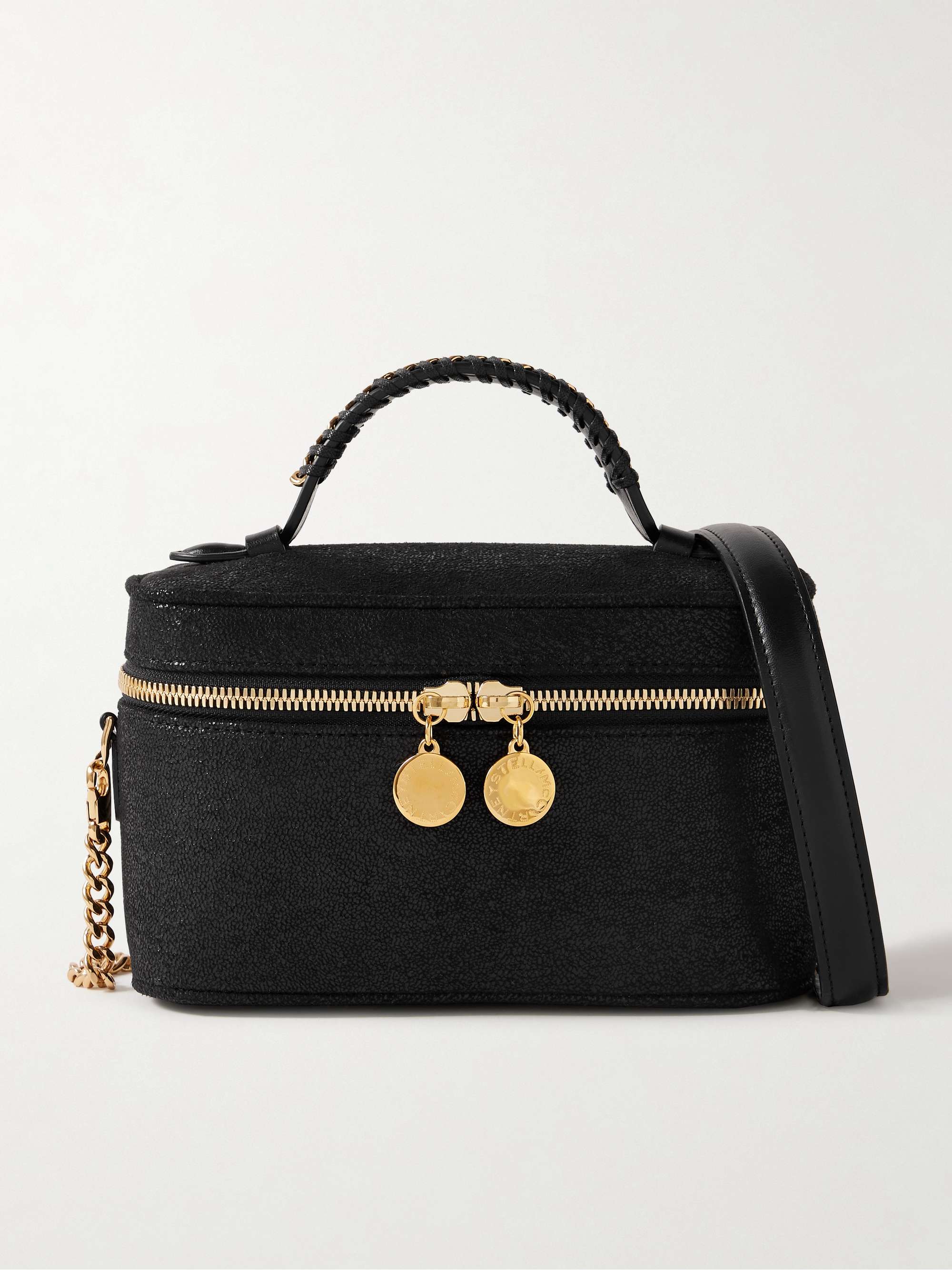 Falabella chain-embellished brushed shoulder bag - black - One Size