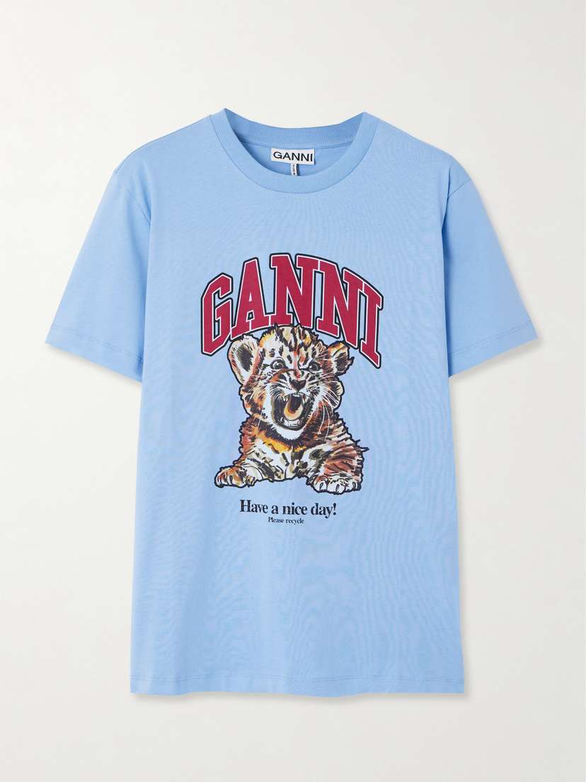 Ganni Printed Cotton-jersey T-shirt