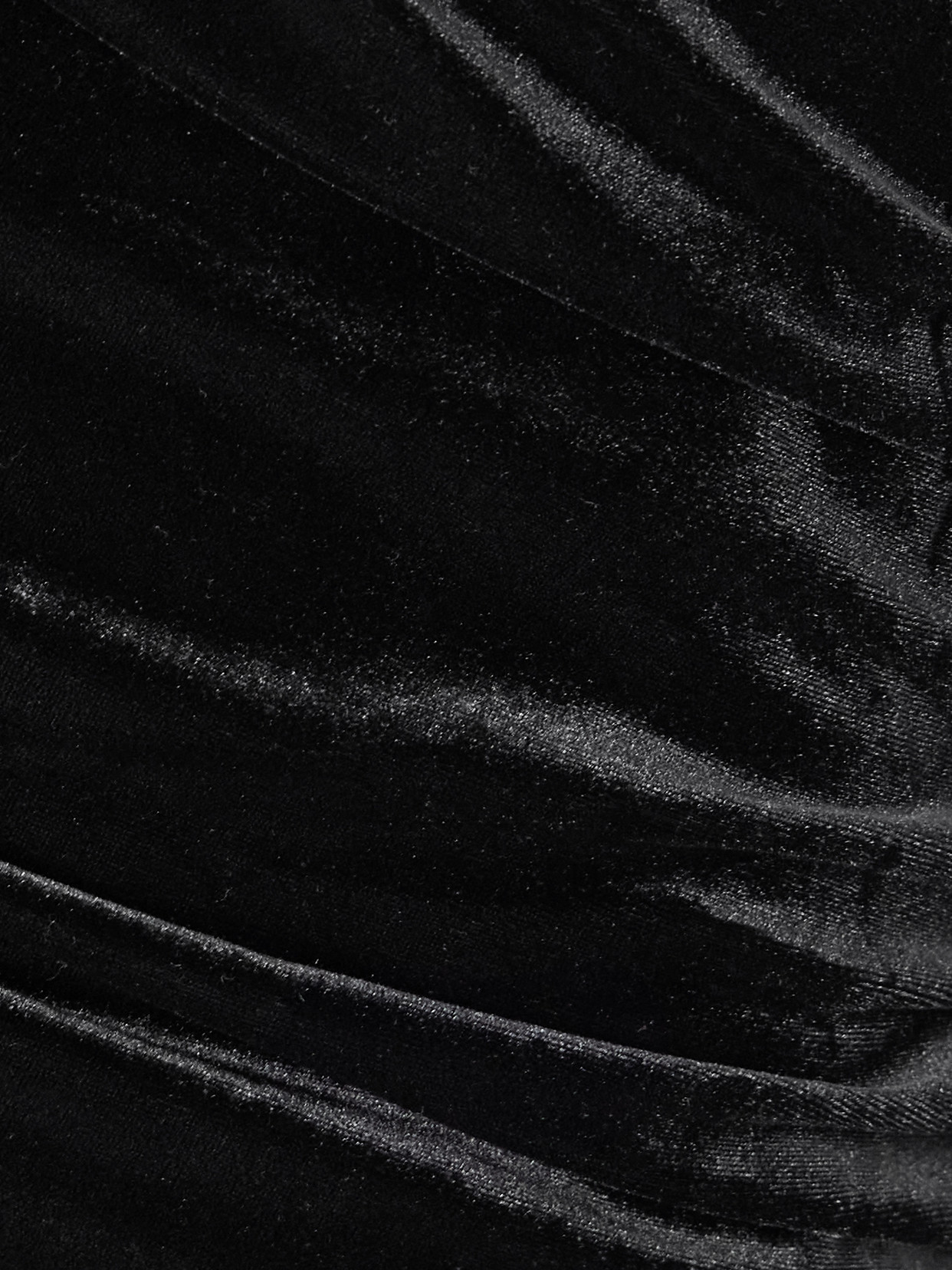 Ganni Black Velvet Ruched Maxi Dress In Black